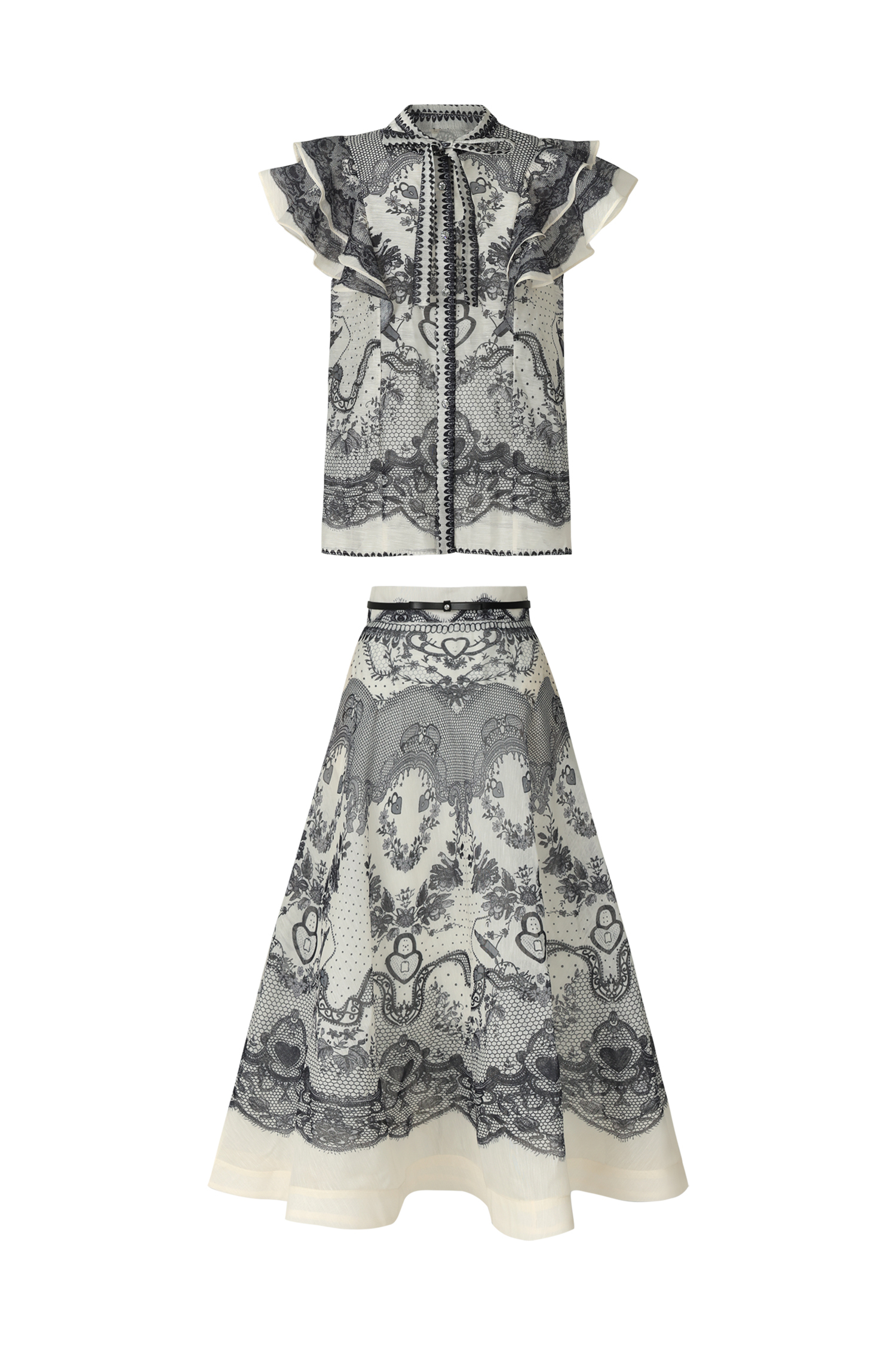 Kenza Sleeveless Floral Printed Top And Skirt Two-Piece Set