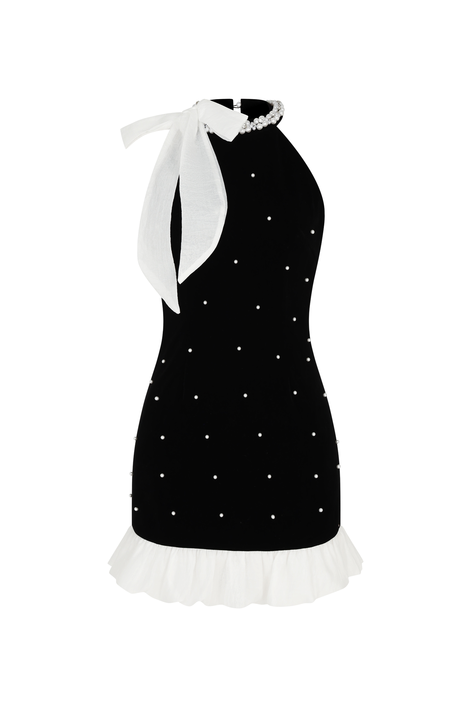 Gani Sleeveless Bowknot Pearl Mini Dress