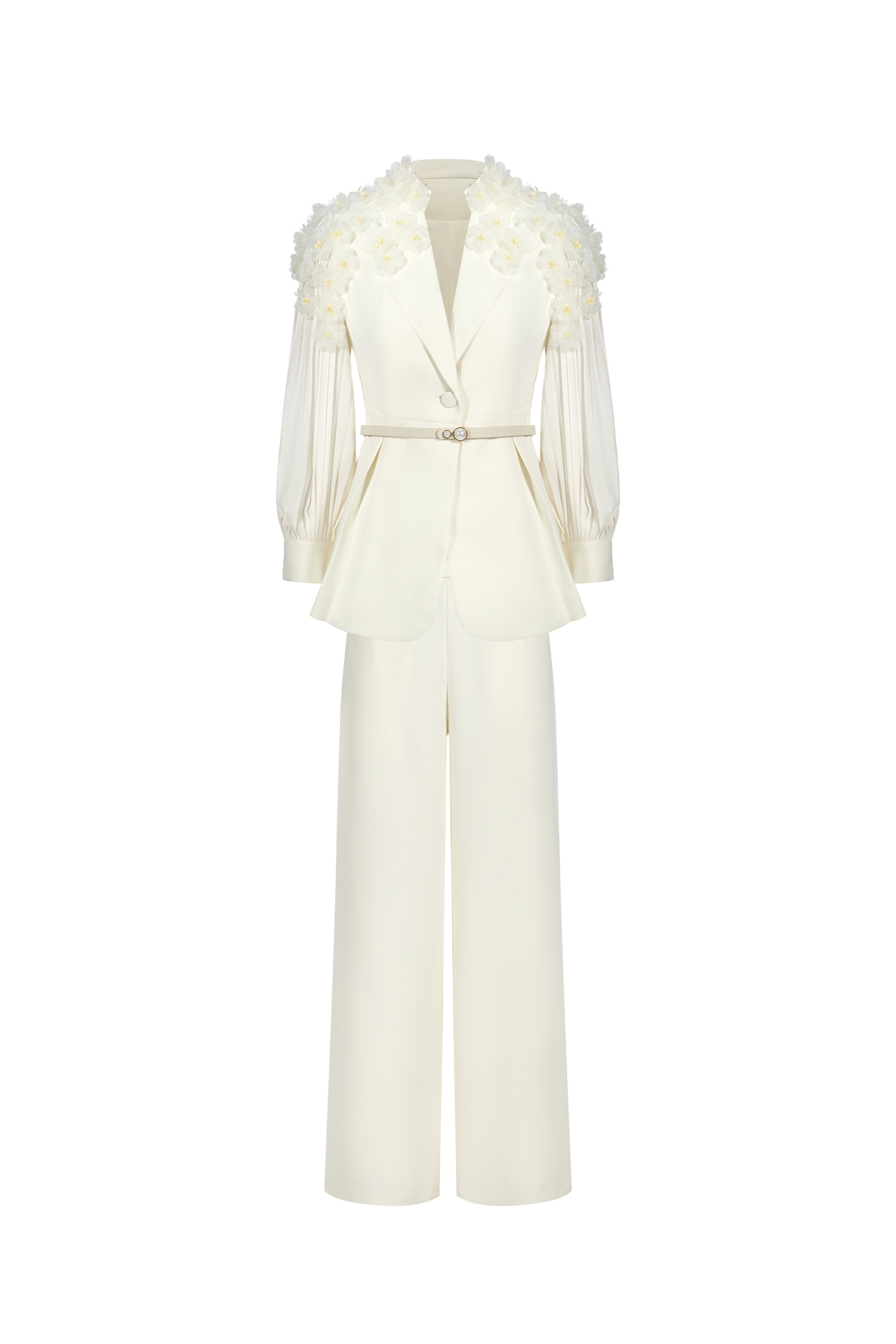 Rivi Long Sleeves Flowers Suit Top And Pants Two-Piece Set