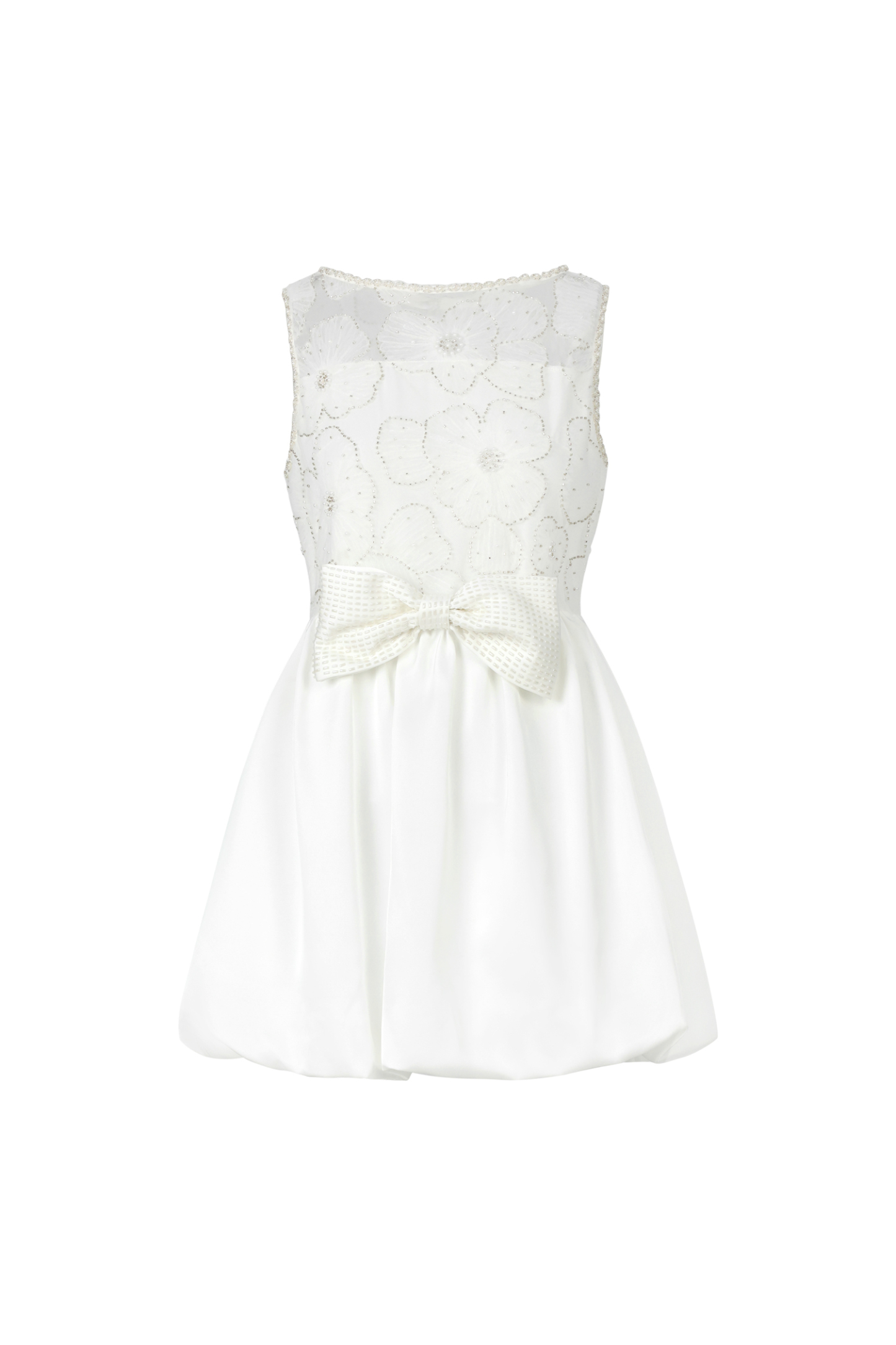 Shea Sleeveless Bowknot Embroidery Flowers Lace Mini Dress