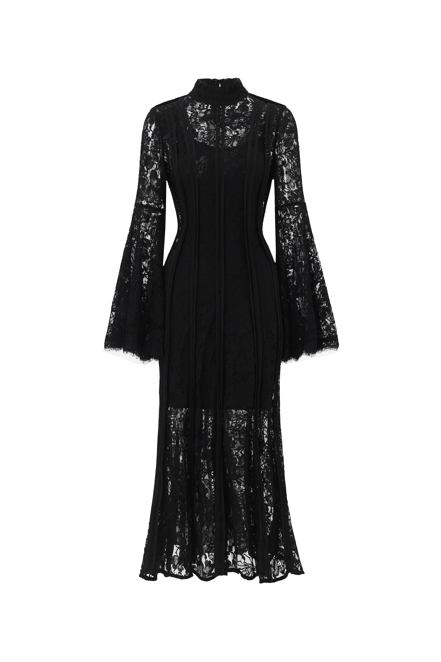Karsten Resort Flowy Round Neck Long Sleeve Lace Maxi Dress