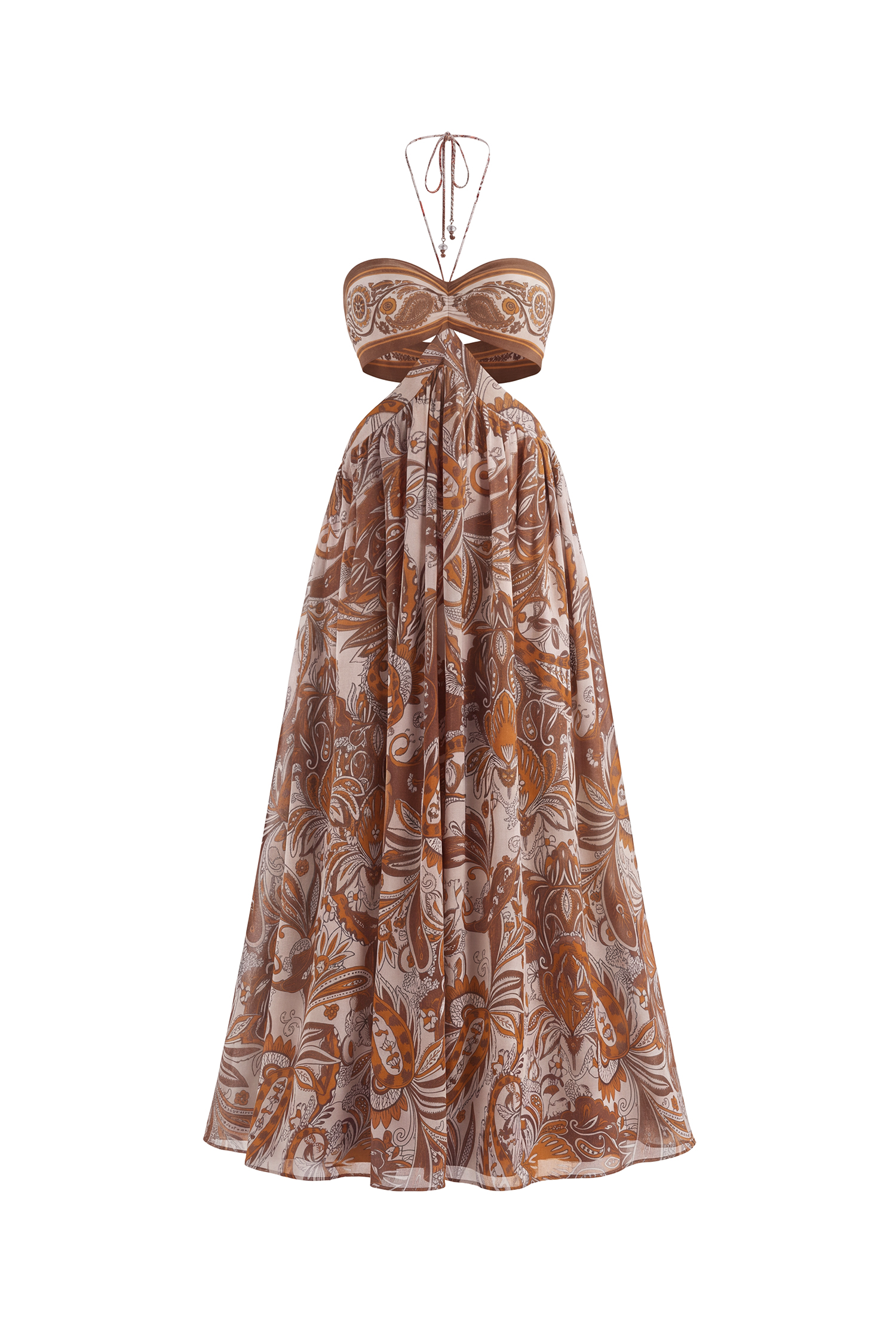 Polasa Resort Flowy Sleeveless Floral Print Chiffon Maxi Dress
