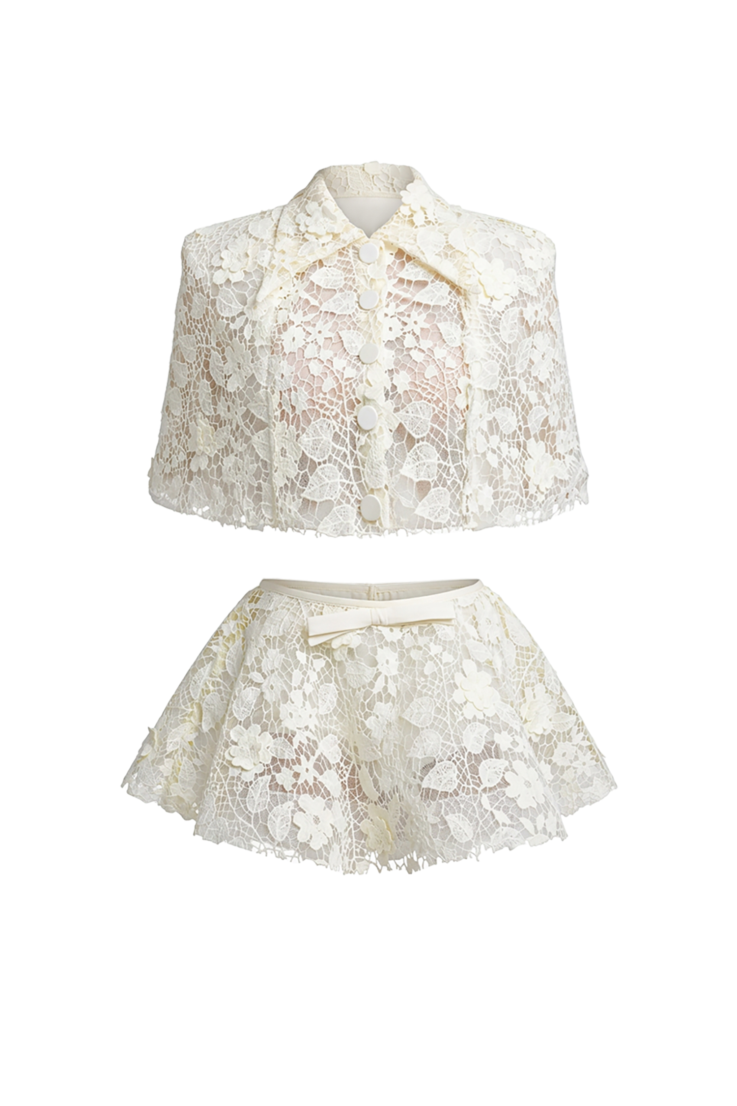 Sarah Chic Short Sleeve Lace  Top Or Skirt Two Piece Set