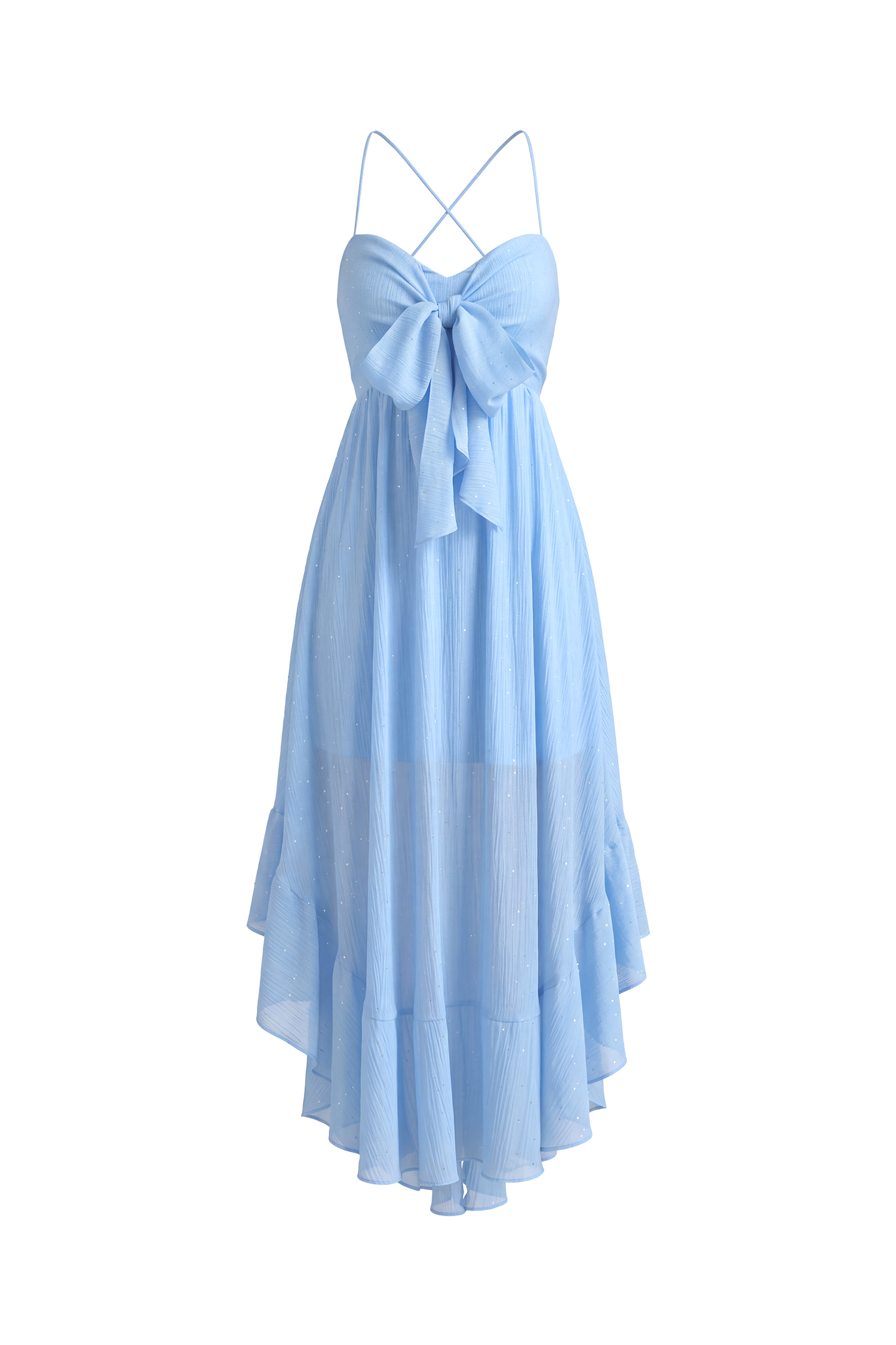 Eyola Resort Flowy Sleeveless Bow Chiffon Maxi Dress