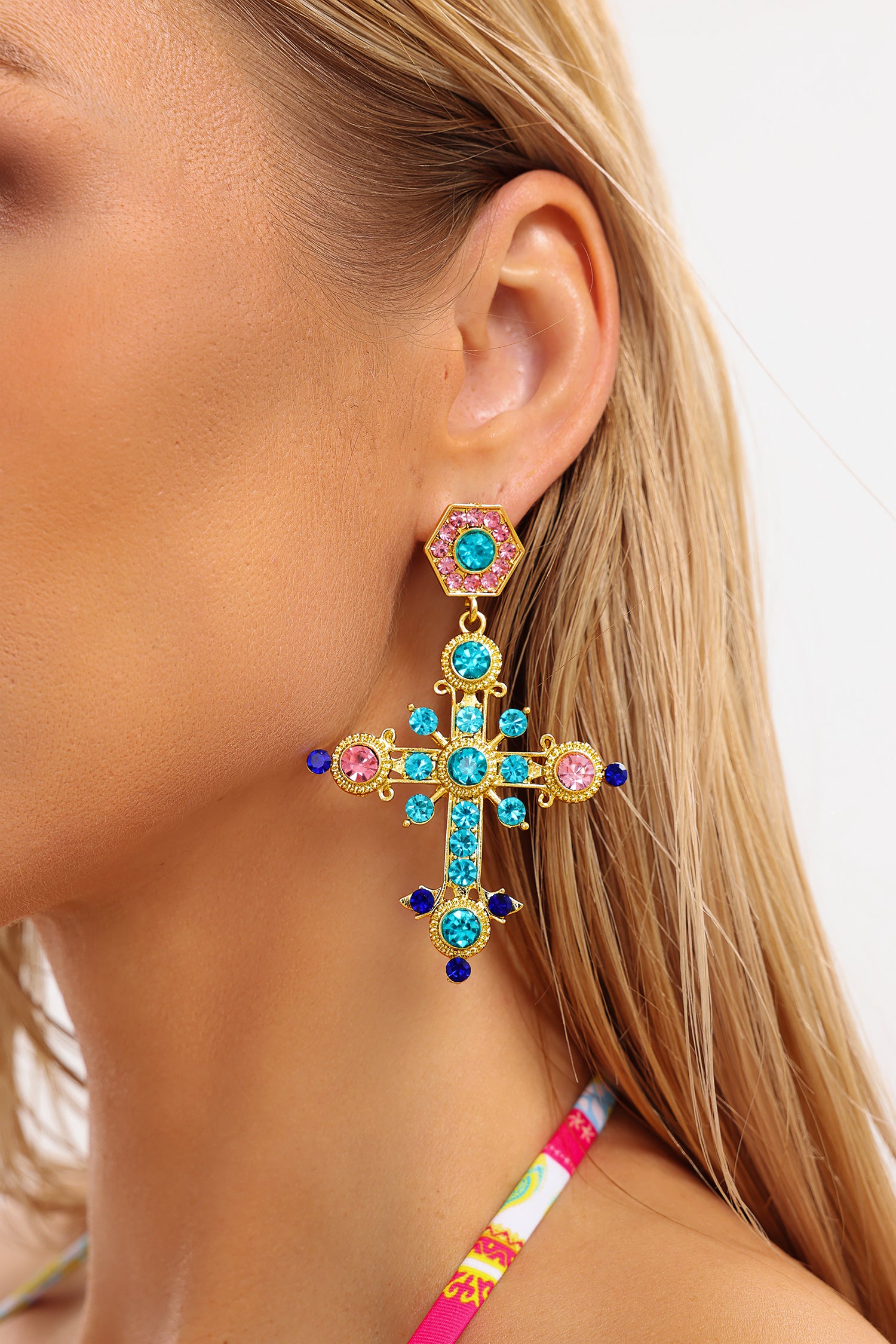 Clea Diamante Cross Earrings