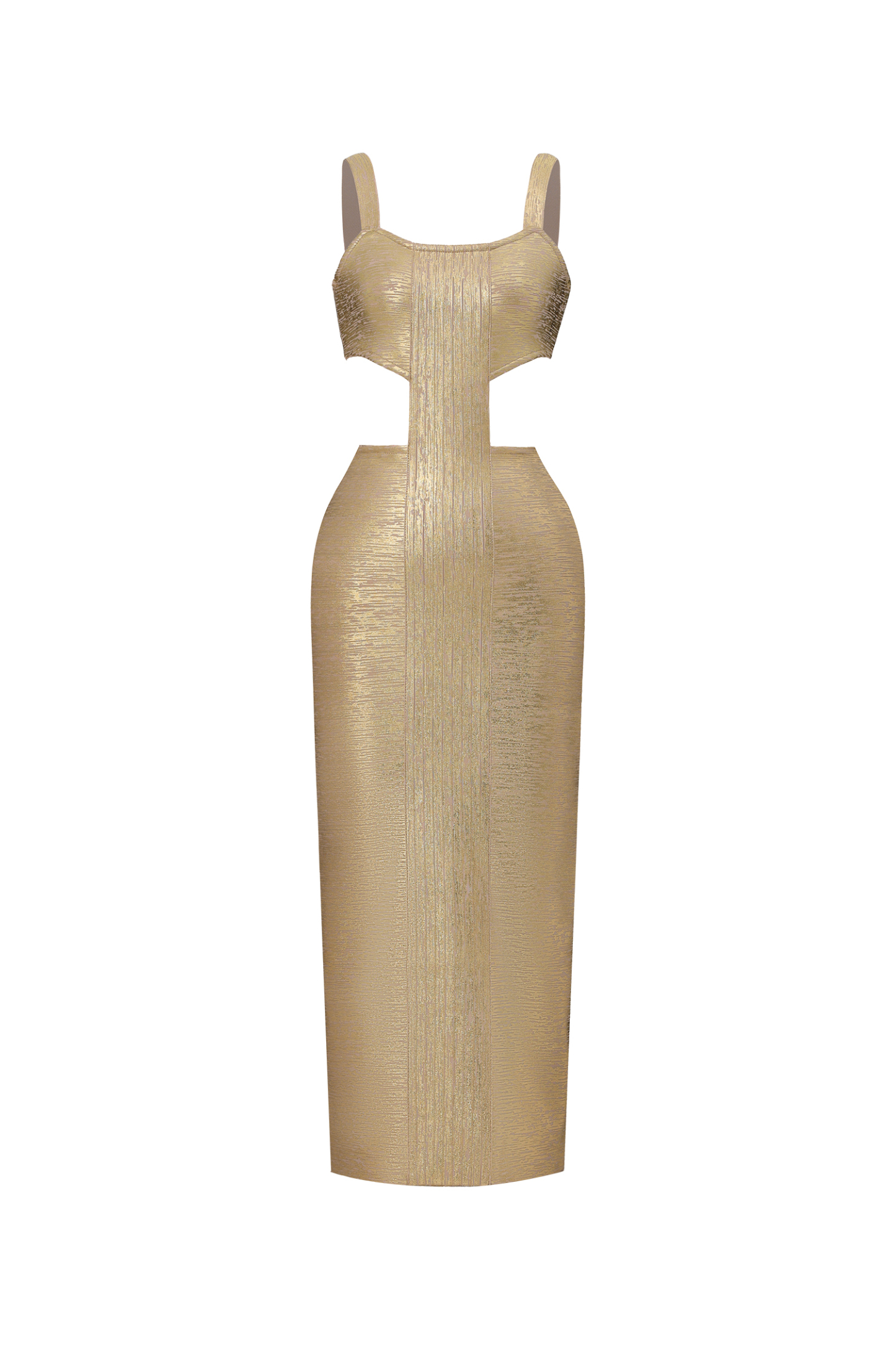 Kit Metallic Midi Bandage Dress - Gold