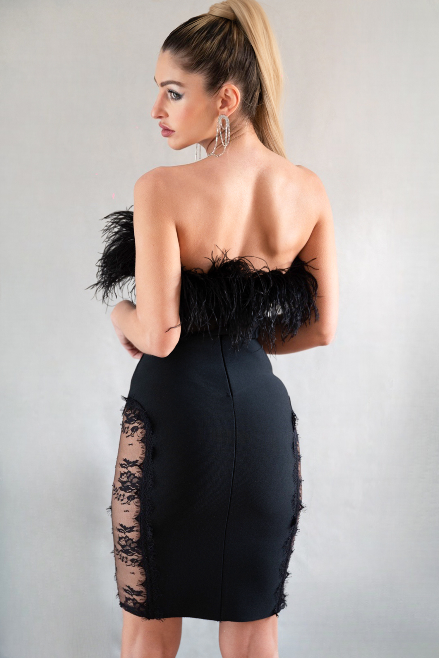 Aanisah Feather Midi Bandage Dress
