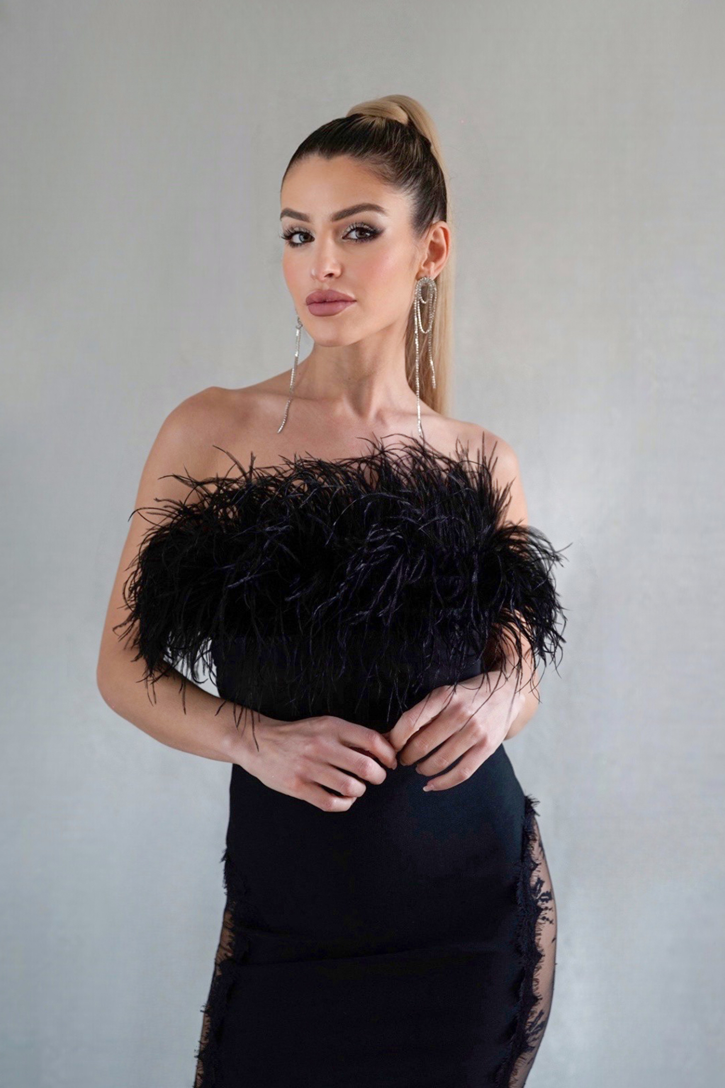 Aanisah Feather Midi Bandage Dress