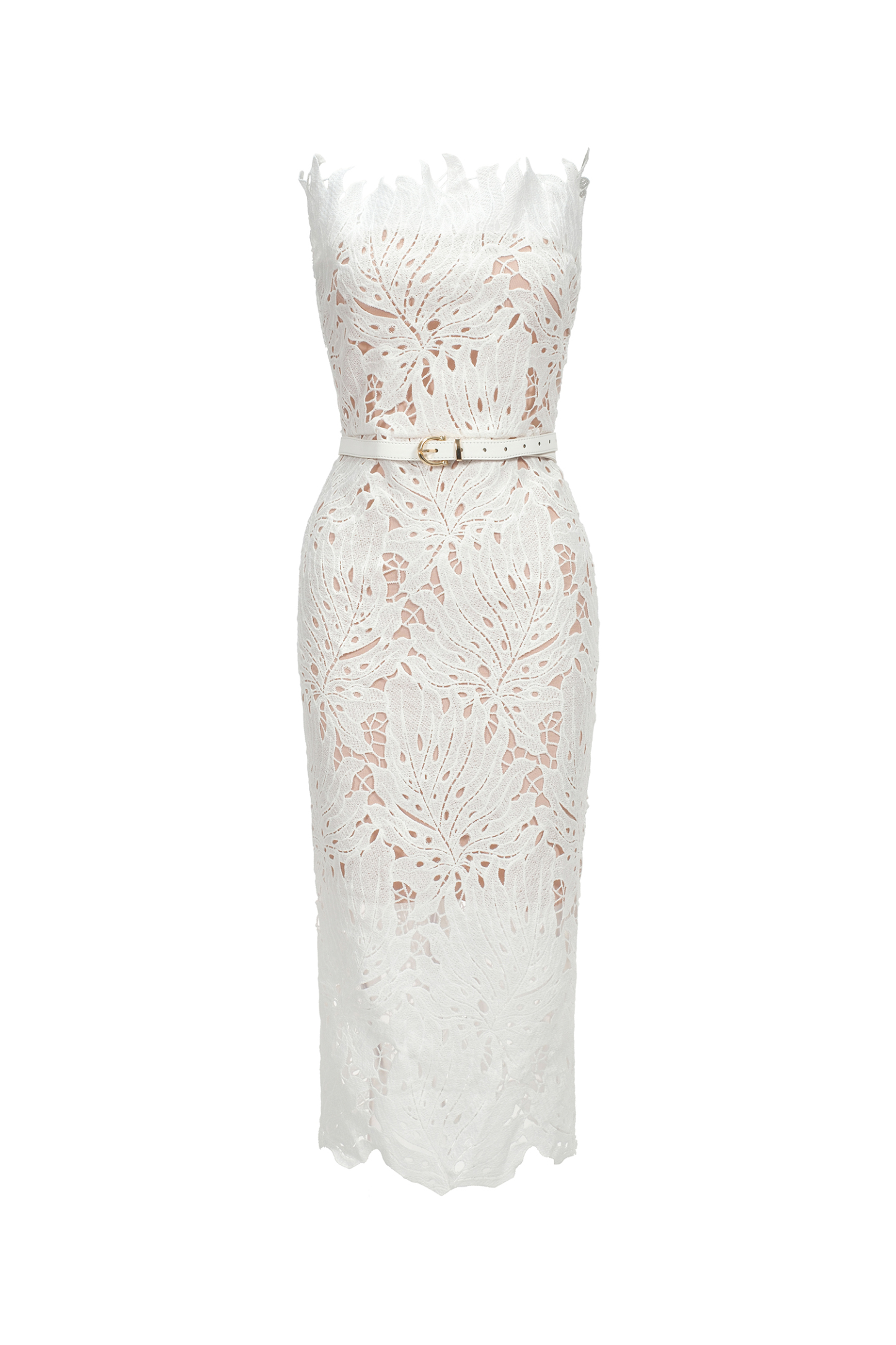 Stripe Strapless Lace Midi Bandage Dress – Bellabarnett