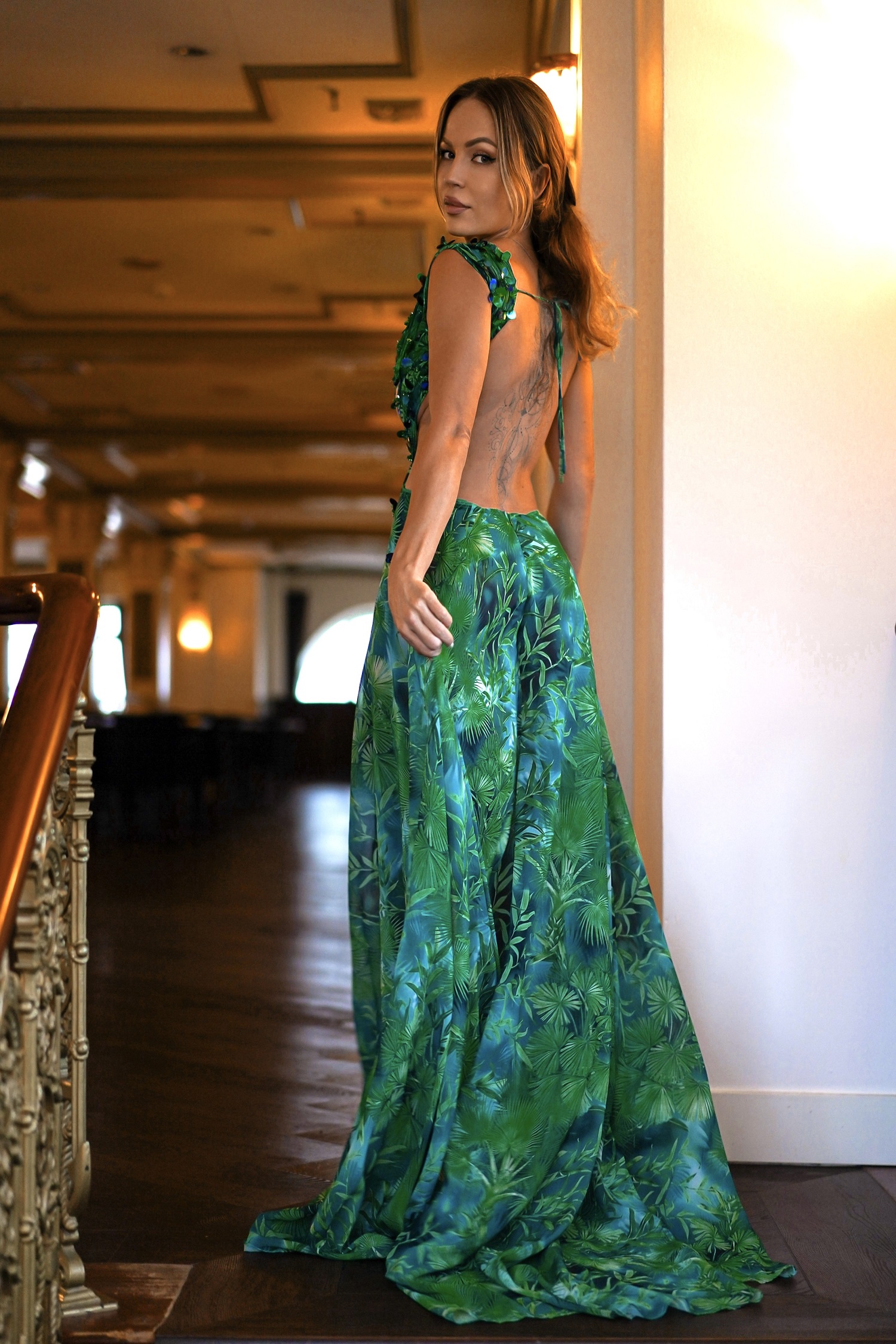 Yoland Printed Embellished Maxi Dress