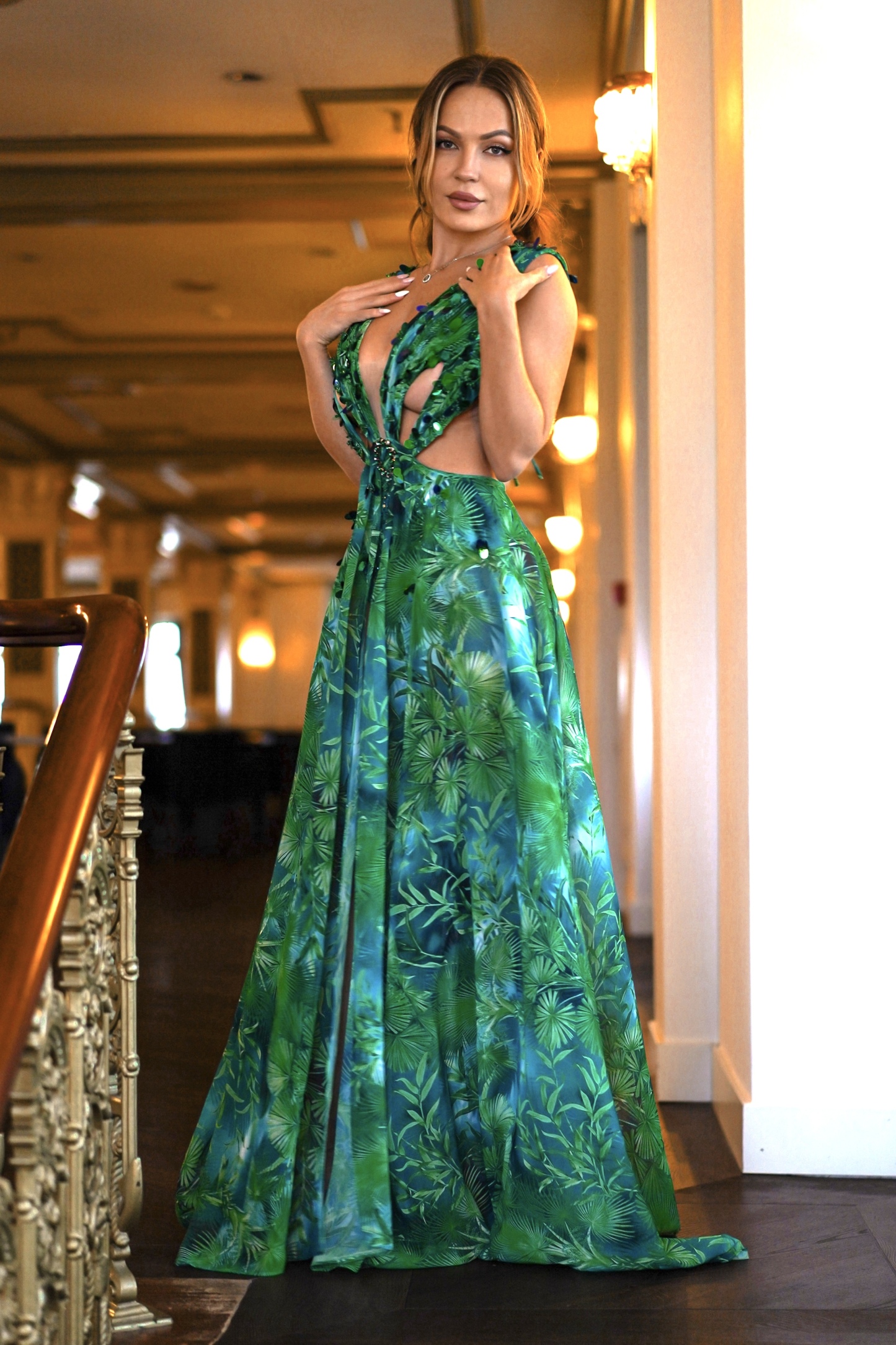 Yoland Printed Embellished Maxi Dress