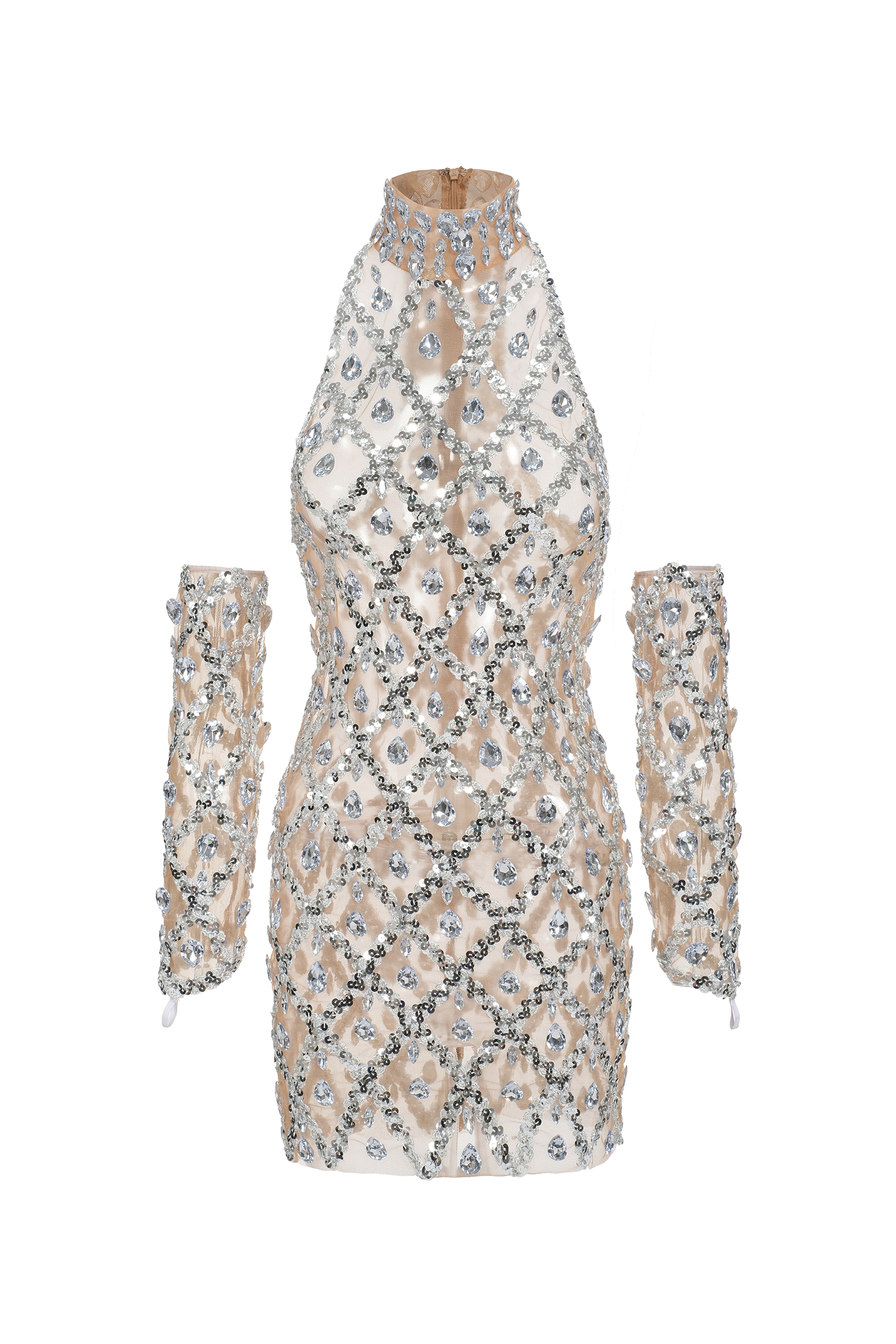 Fala Diamante Mesh Mini Dress