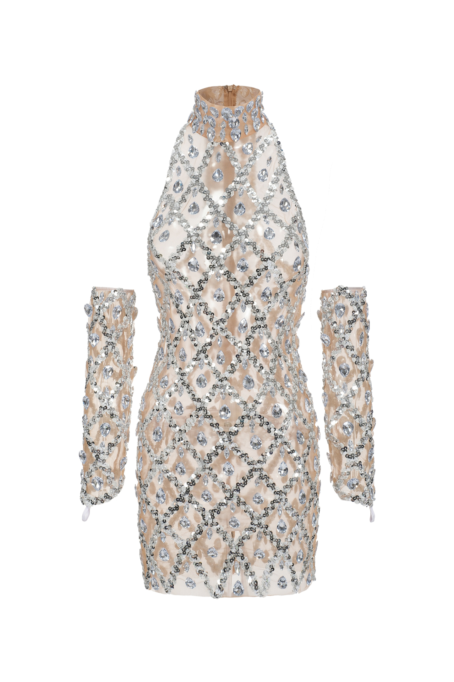 Fala Diamante Mesh Mini Dress