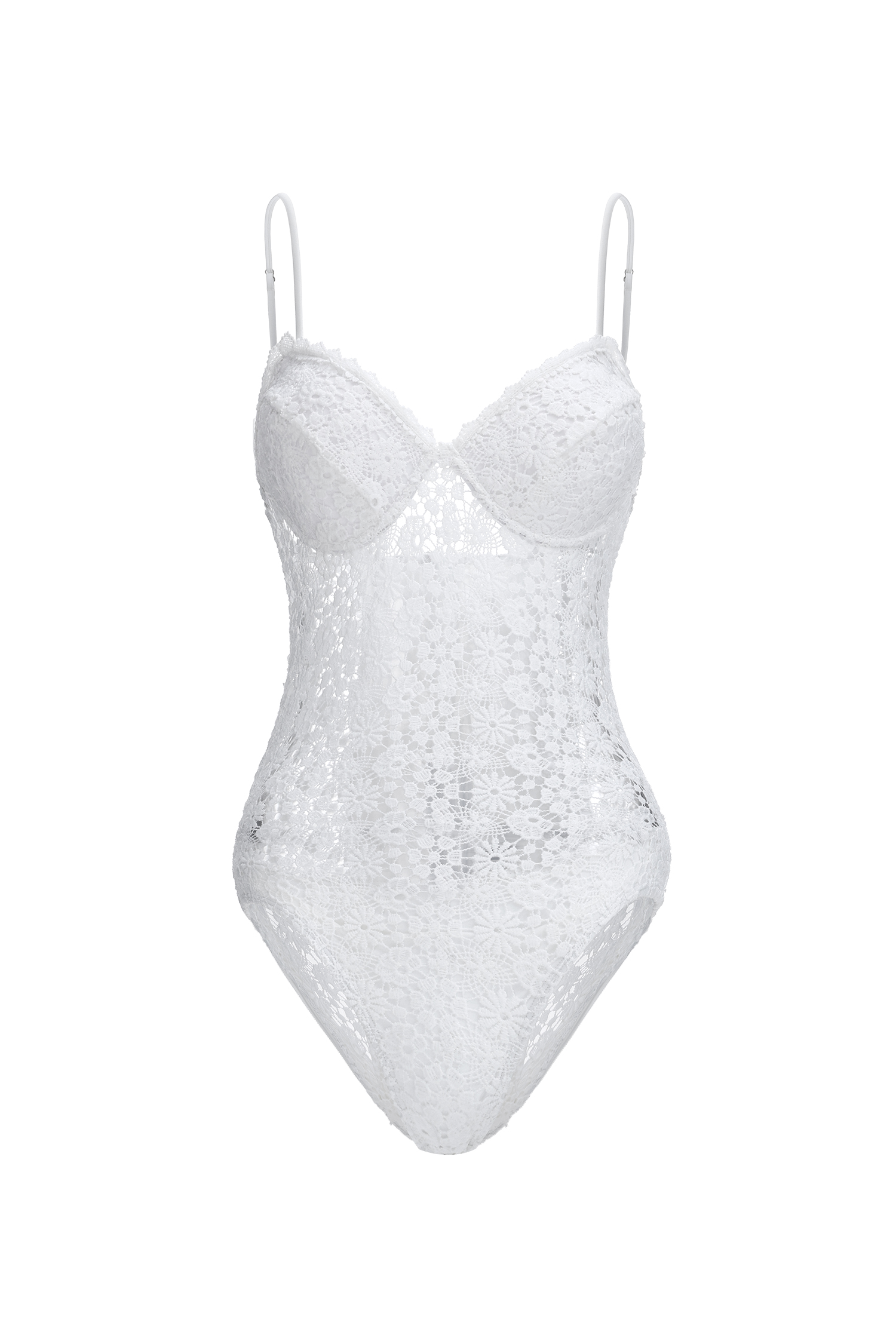 Viha Lace Crochet Swimsuit - White