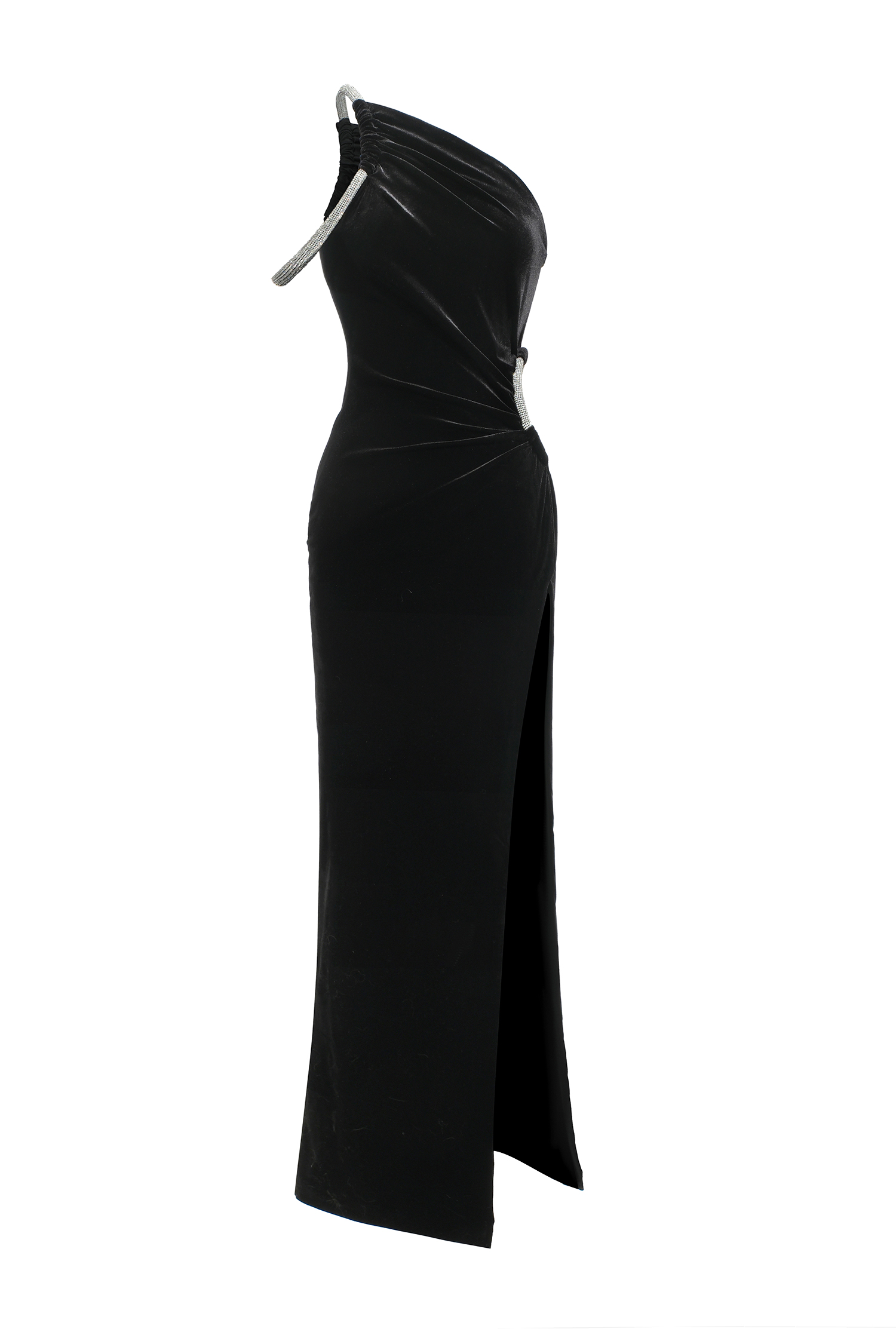 Rilia One Shoulder Sleeveless Hollow Velvet Maxi Dress