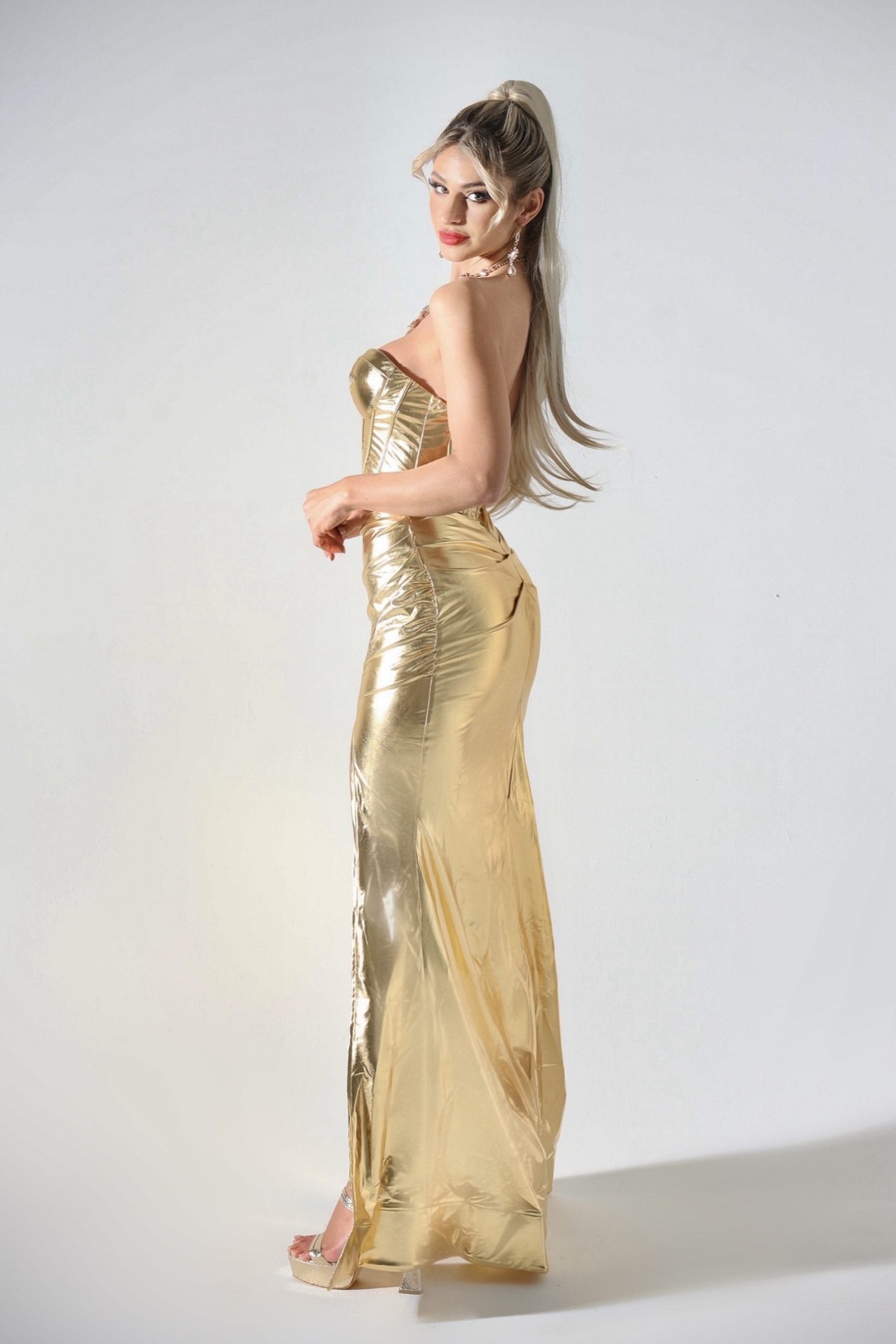 Xerca Metallic Tube Maxi Dress