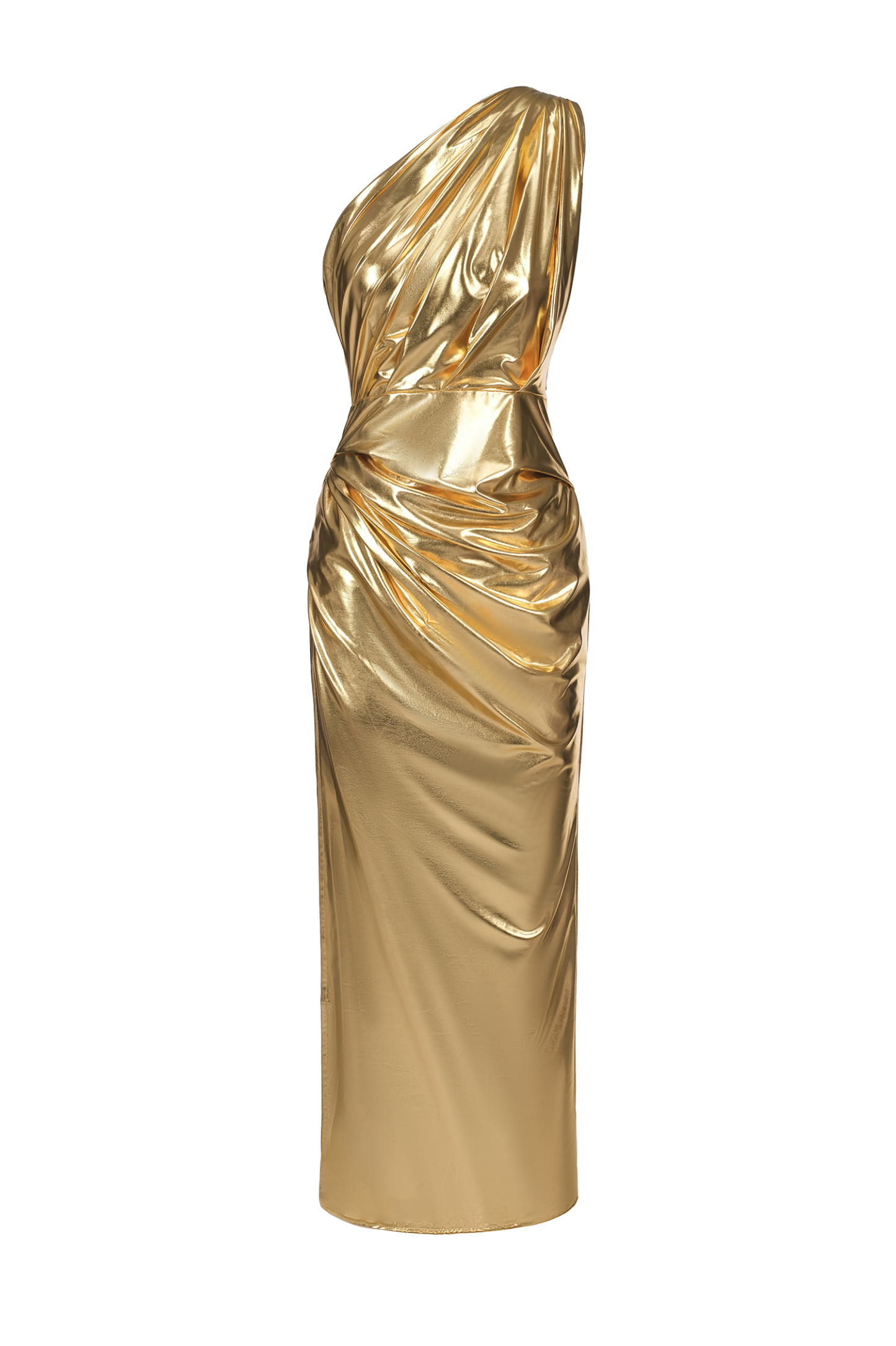 Mishra One Shoulder Metallic Dress