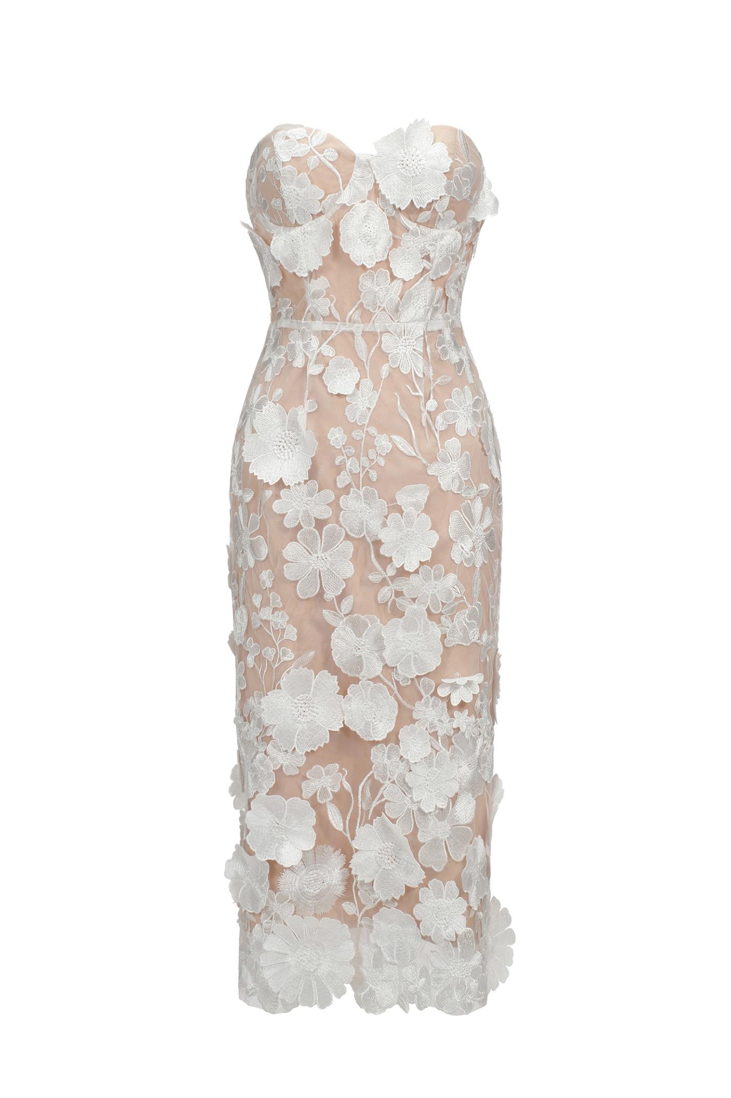 Oval Lace Tube Midi Dress