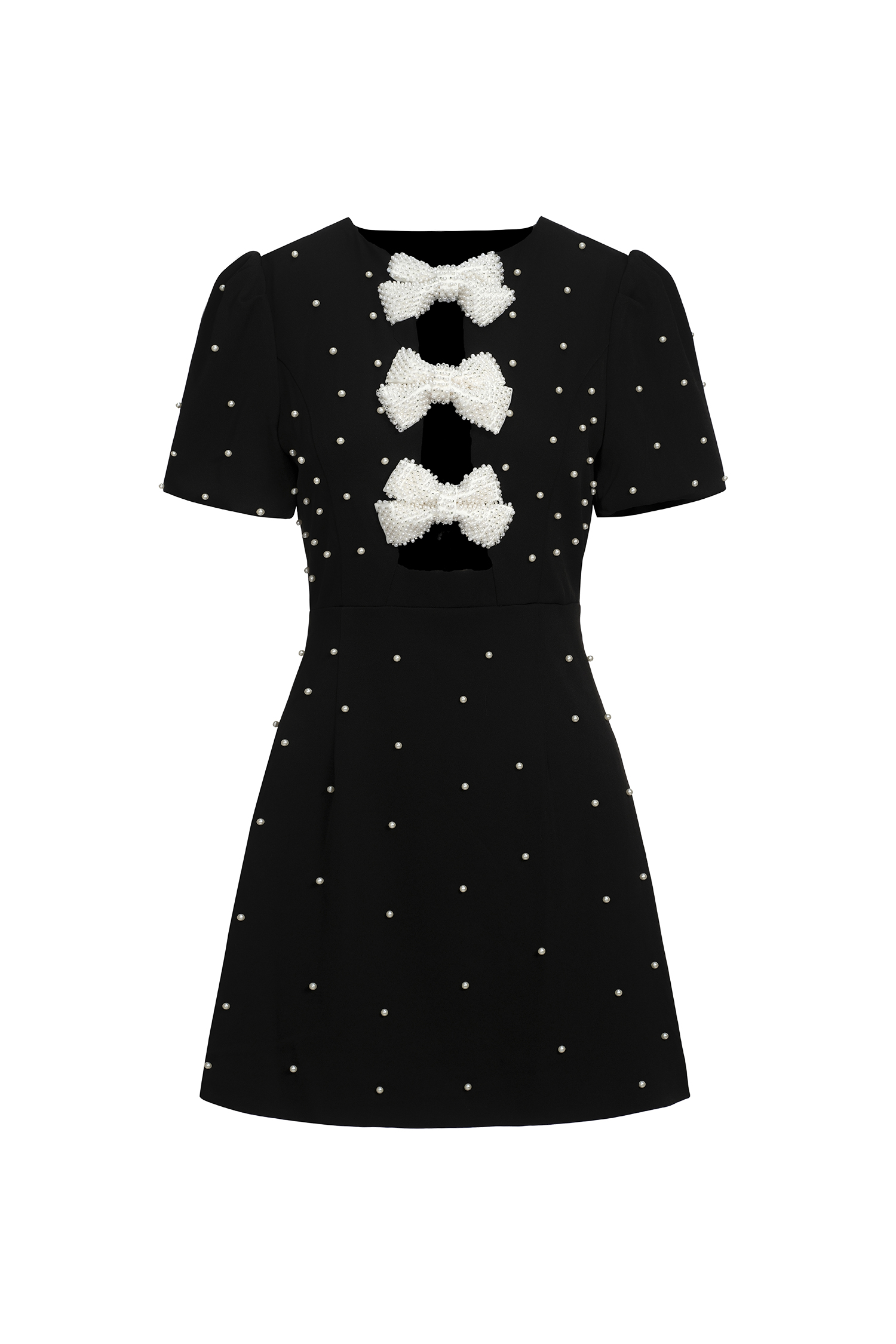 Karolina Pearl Bow knot Mini Dress