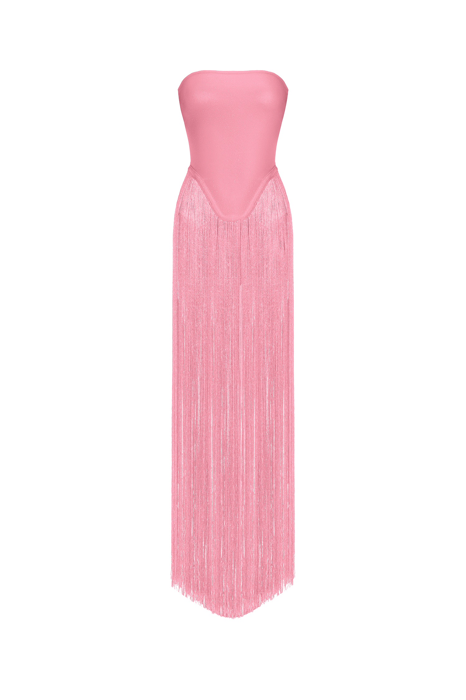 Valentina Strapless Pink Fringe Dress