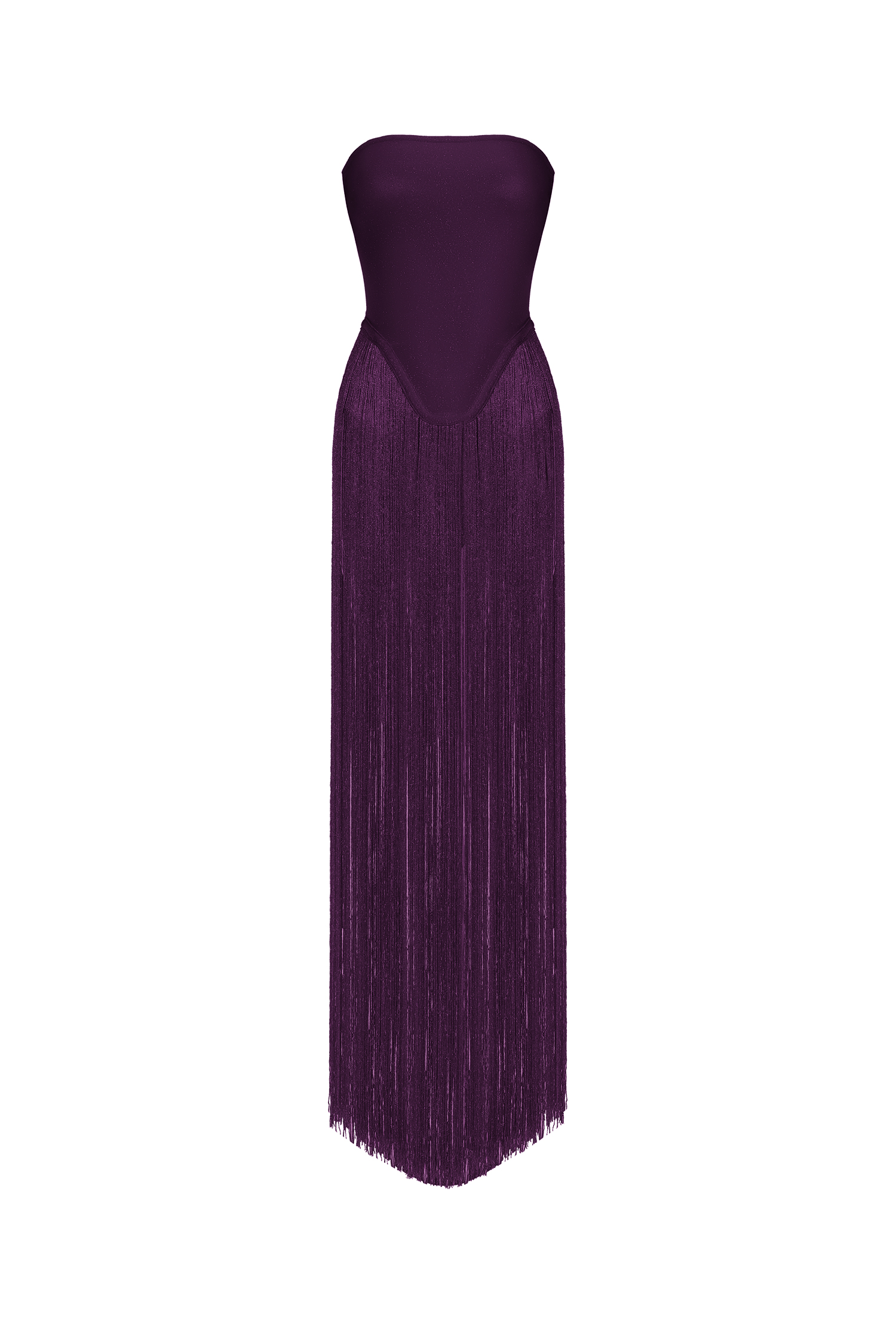 Valentina Strapless Purple Fringe Dress