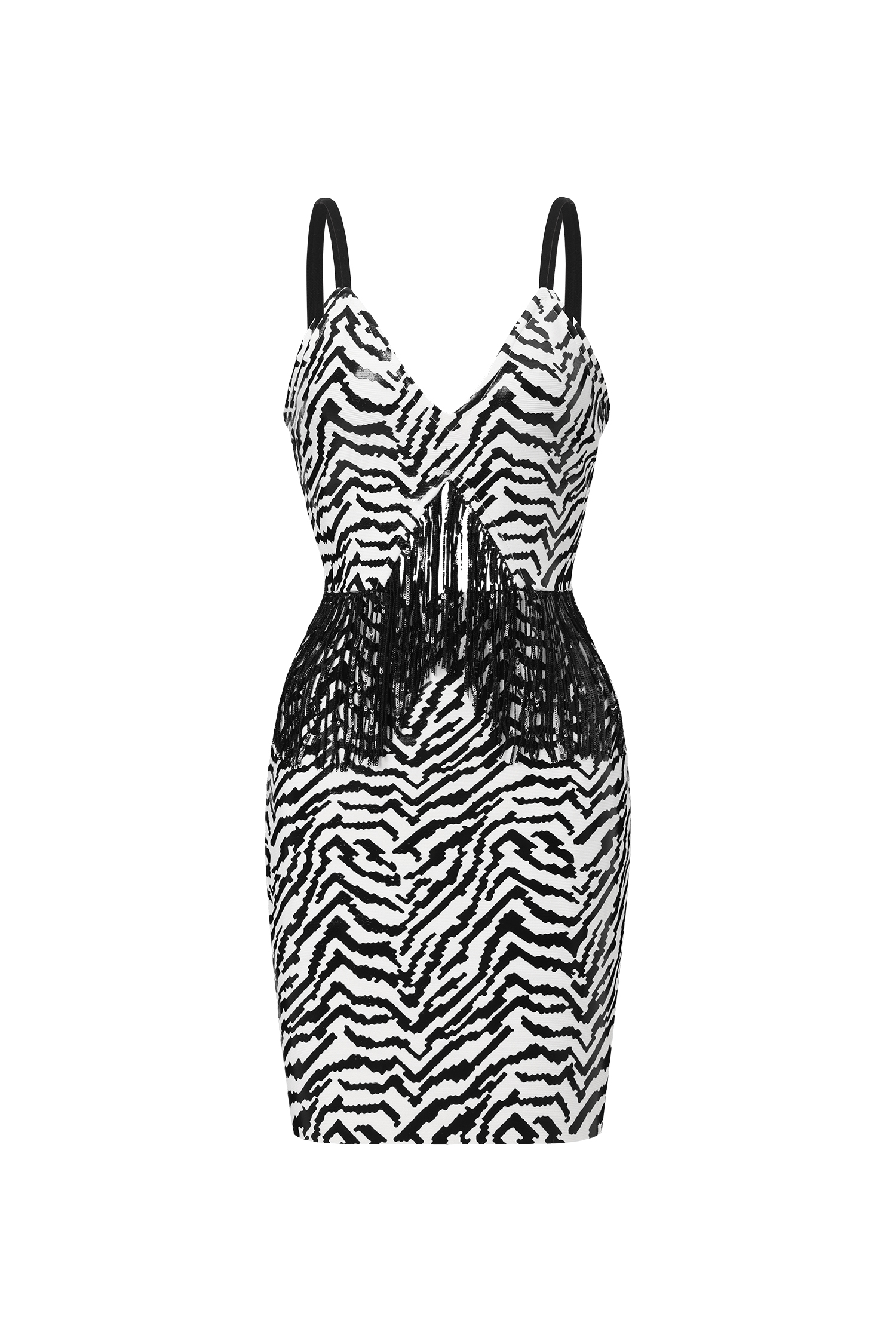 Zakana Tassel Cut Out Eco-leather Mini Dress