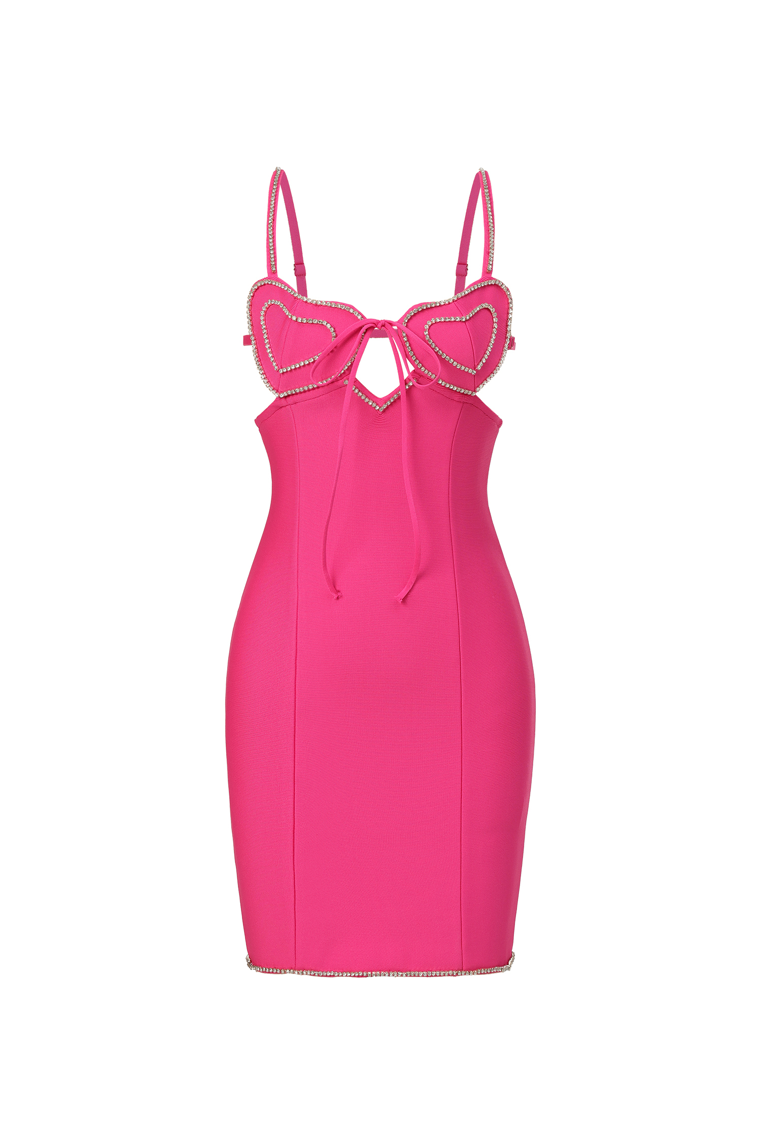 Yauia Halter Hearts Bandage Mini Dress