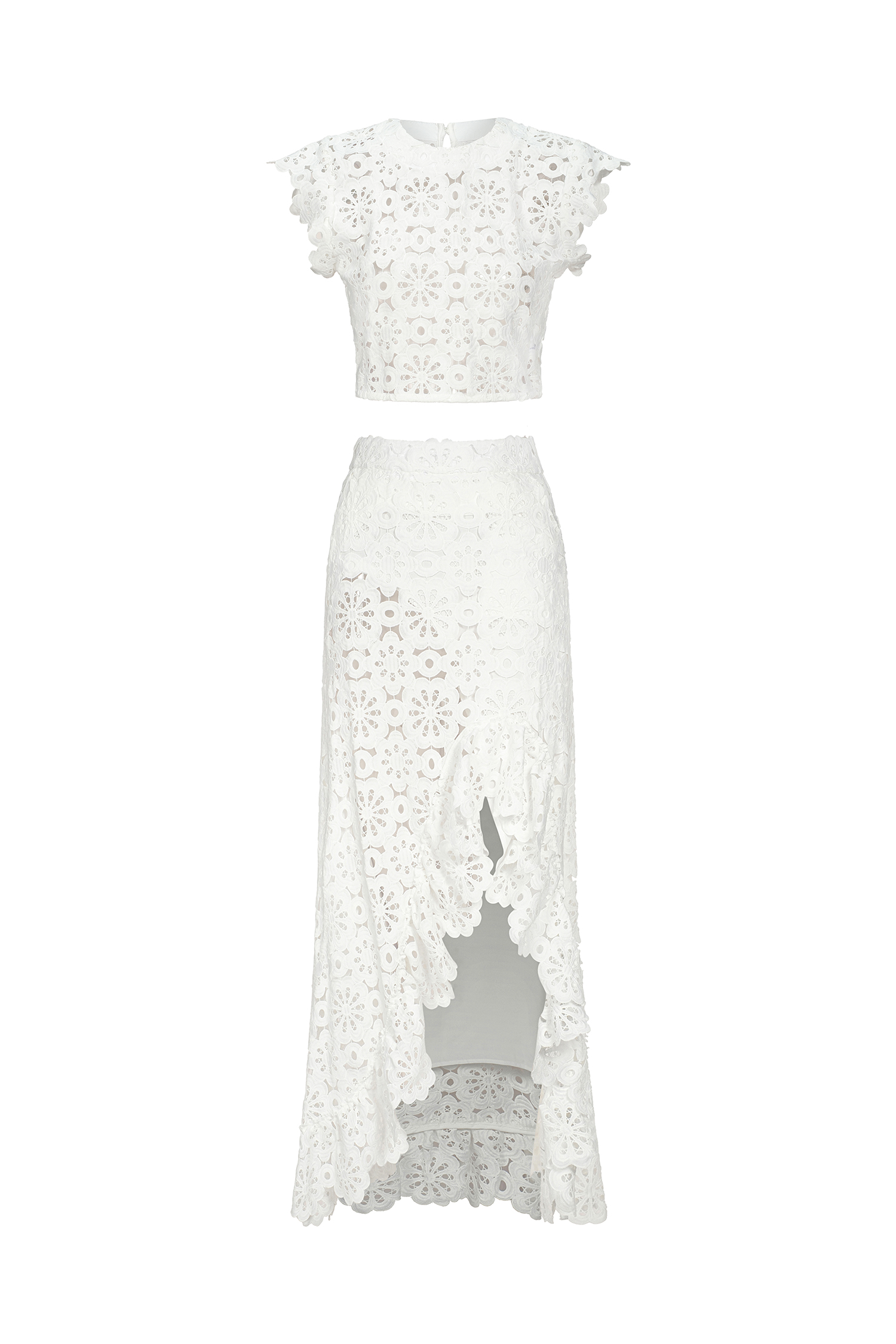 Polasa Side Slit Lace Set - White