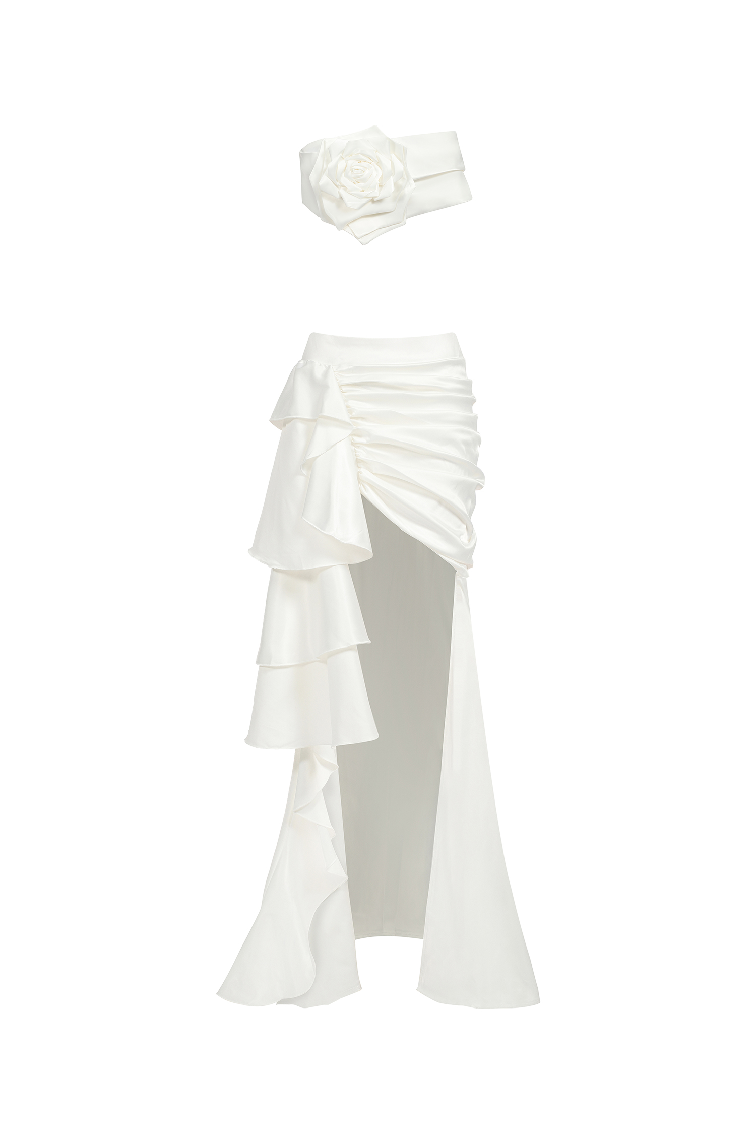 Esther Flowers Satin Set - White