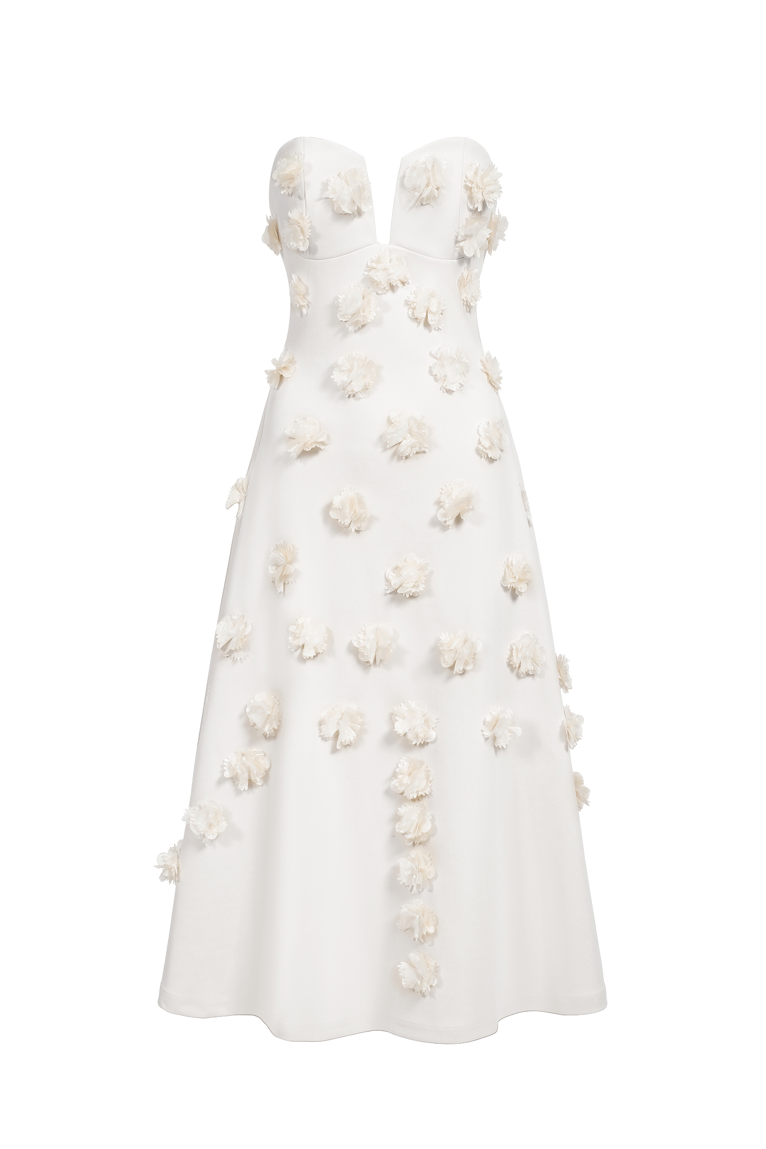 Eve Flowers Tube Midi Dress - White