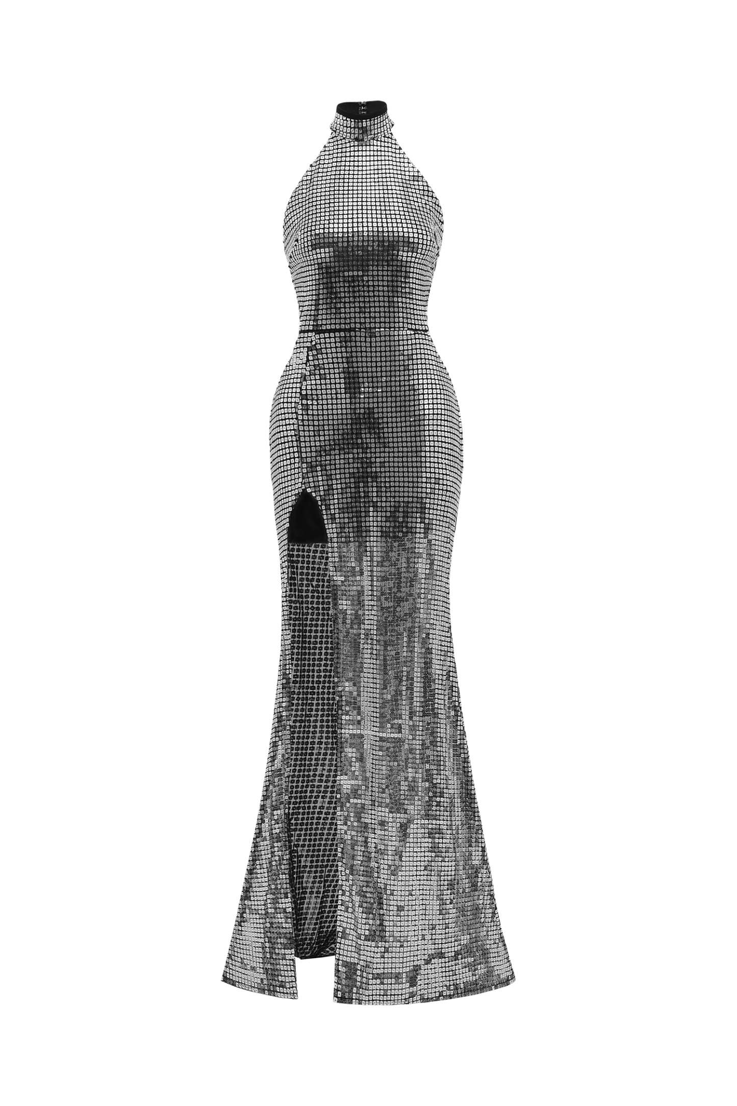 Lynn Halterneck Sequin Maxi Dress - Silver