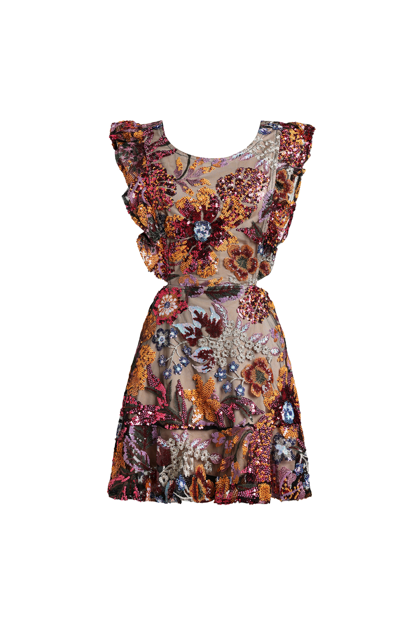 Livana Flower Sequins Mesh Mini Dress - Floral