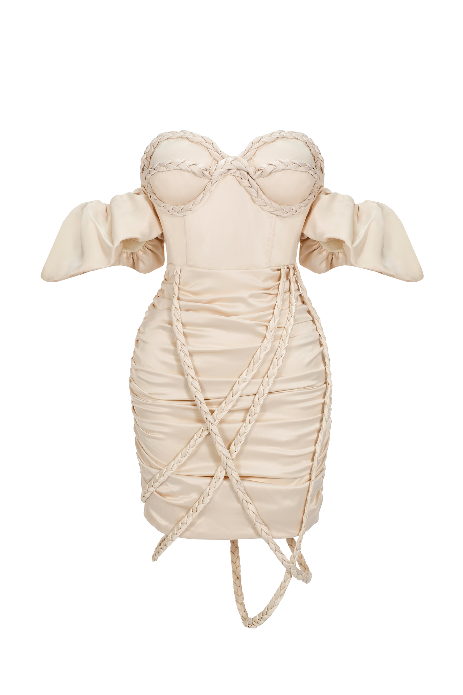 Lauren Off Shoulder Woven Pleated Mini Dress