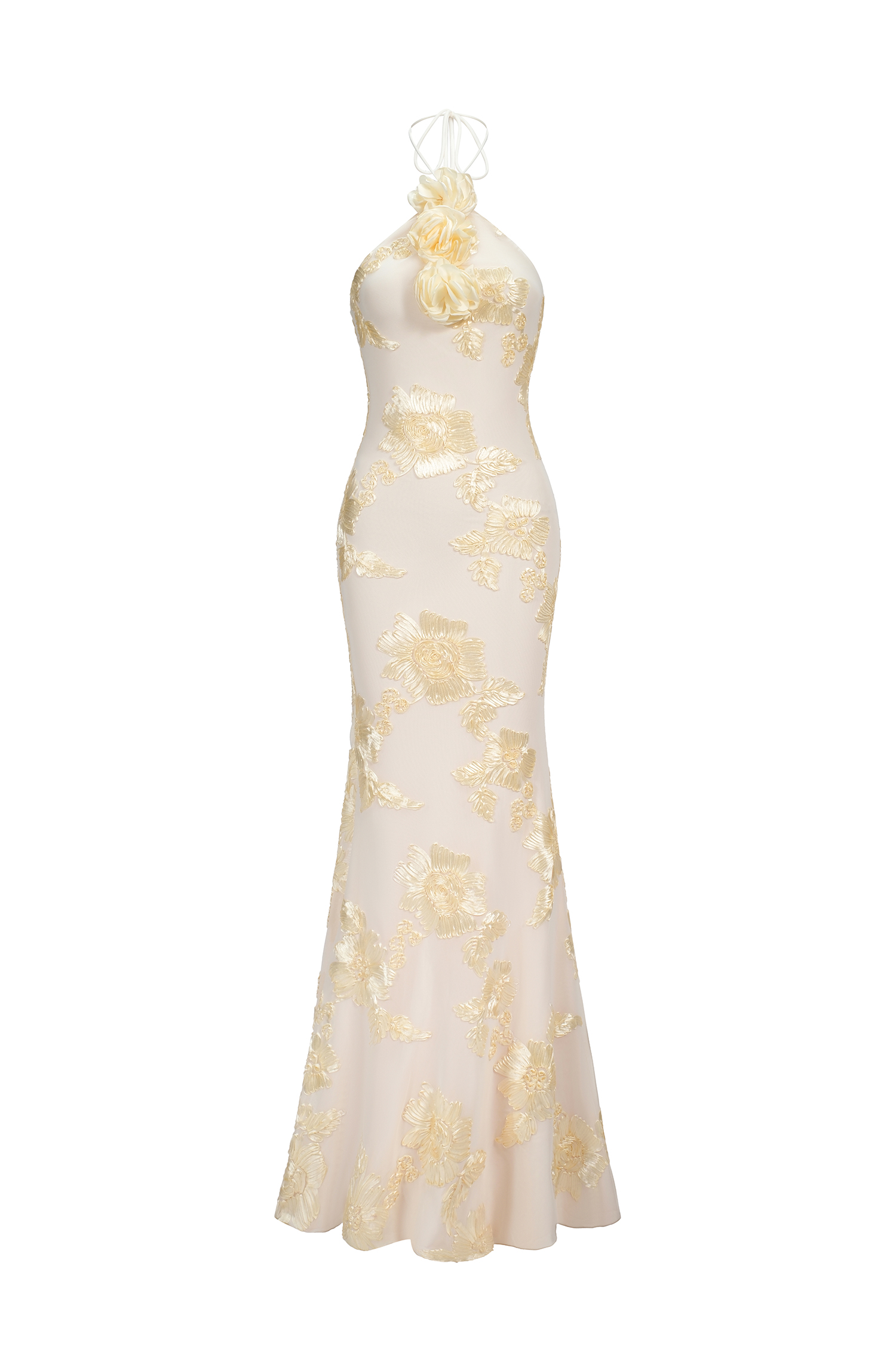 Flower Embroidery Halterneck Dres ミストレアス Flower Embroidery Halterneck Dress - MISTREASS