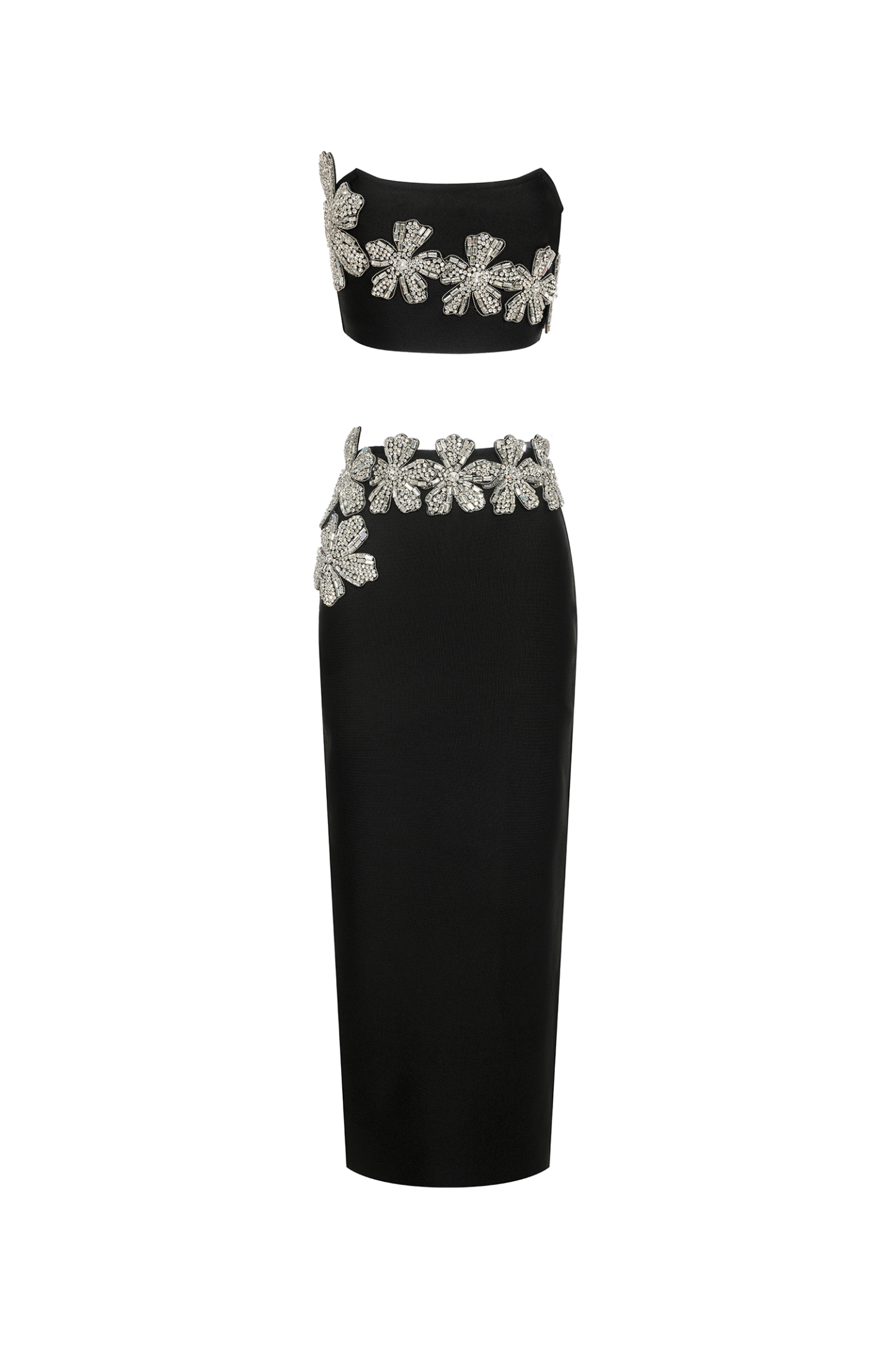 Eleganza Flowers With Diamonds Bandage Two-Piece Set