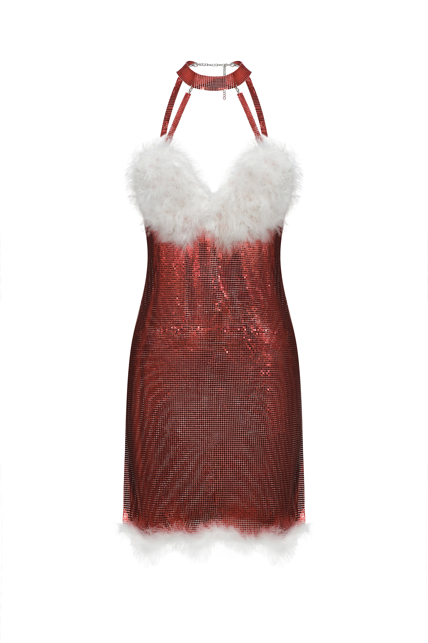Juyce Halter Feather Mini Dress
