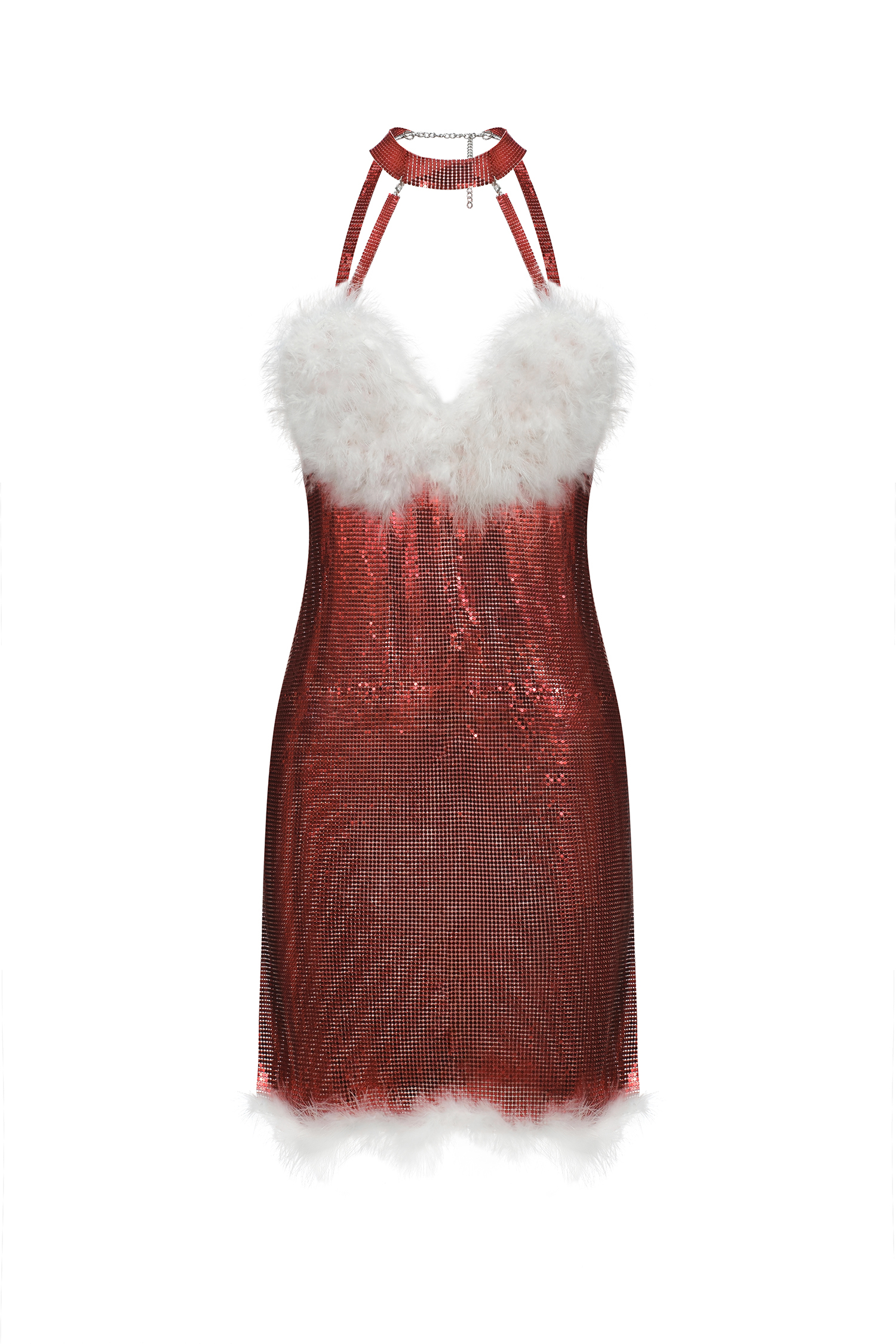 Juyce Halter Feather Mini Dress