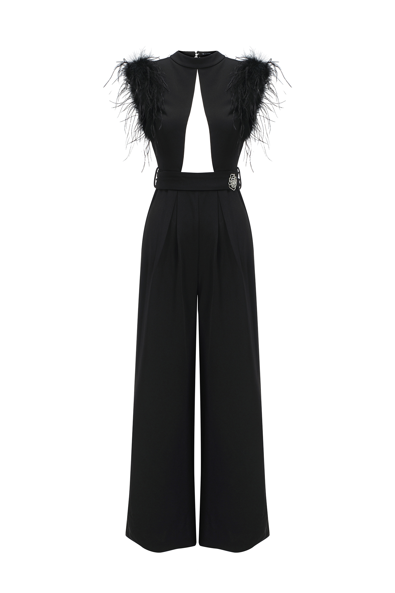 Kyler Artificial Feather Hollow Maxi Jumpsuit