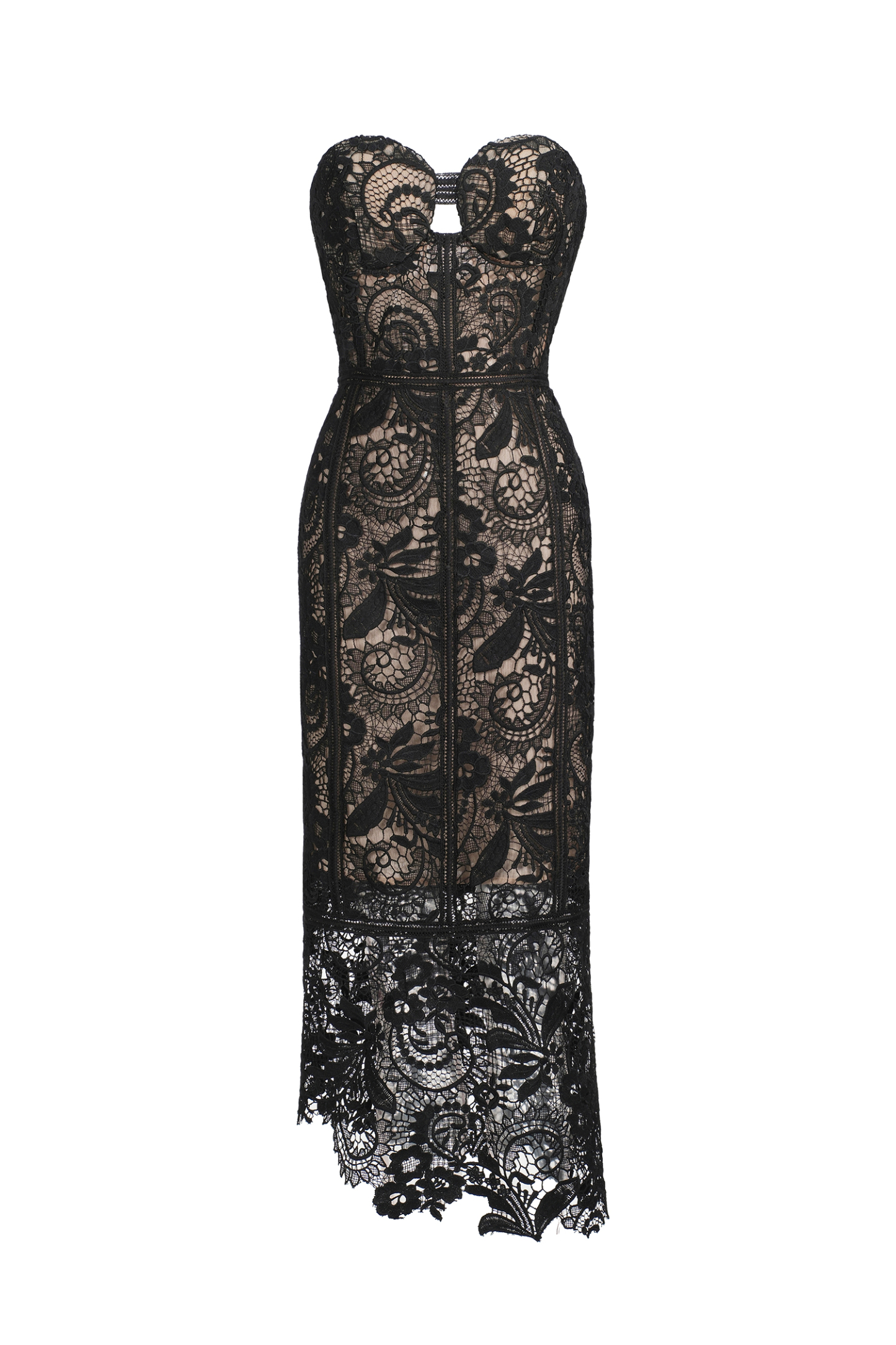 Fakula Lace Strapless Midi Dress