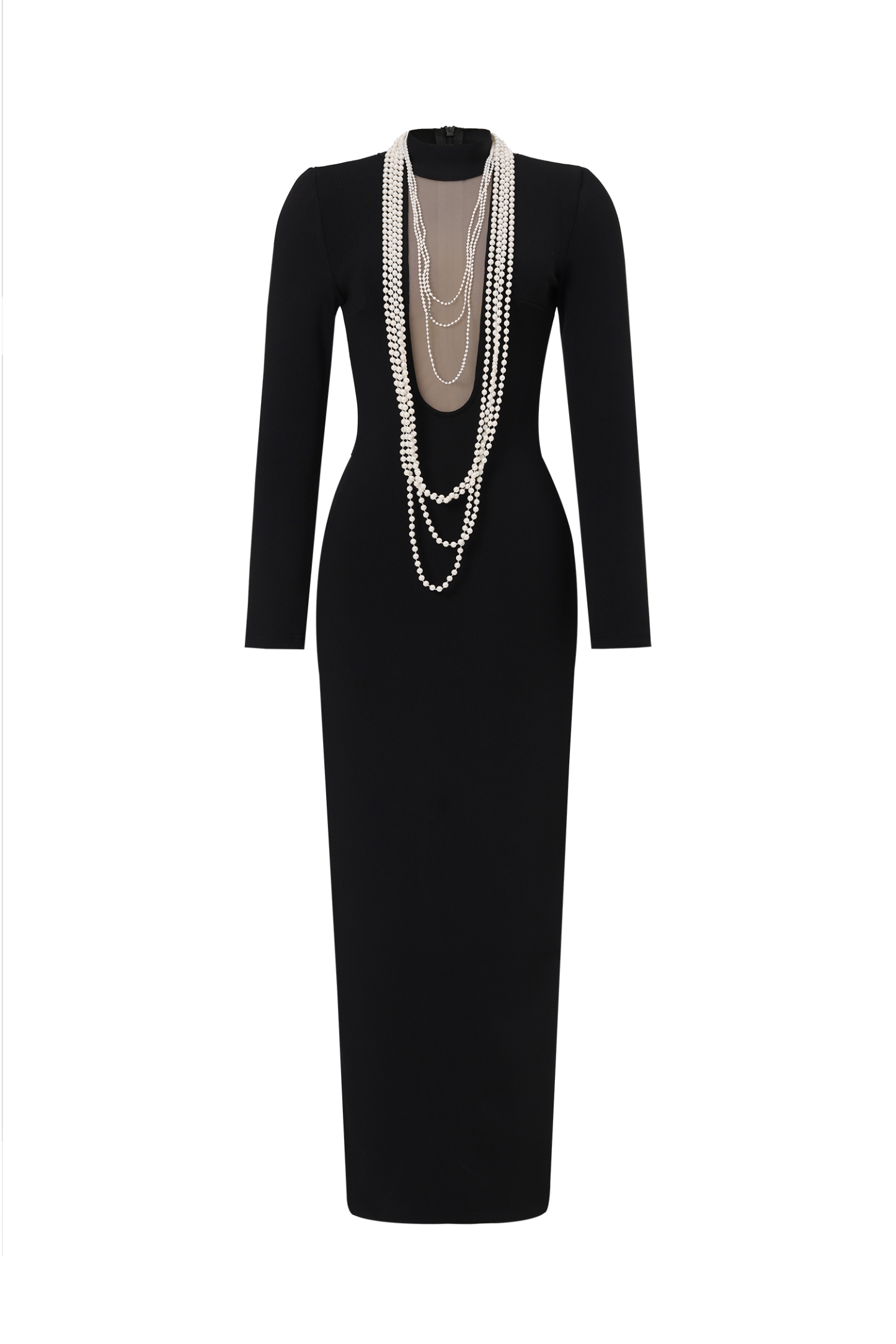 Gabriella Pearl Long Sleeves Slim Bandage Maxi Dress