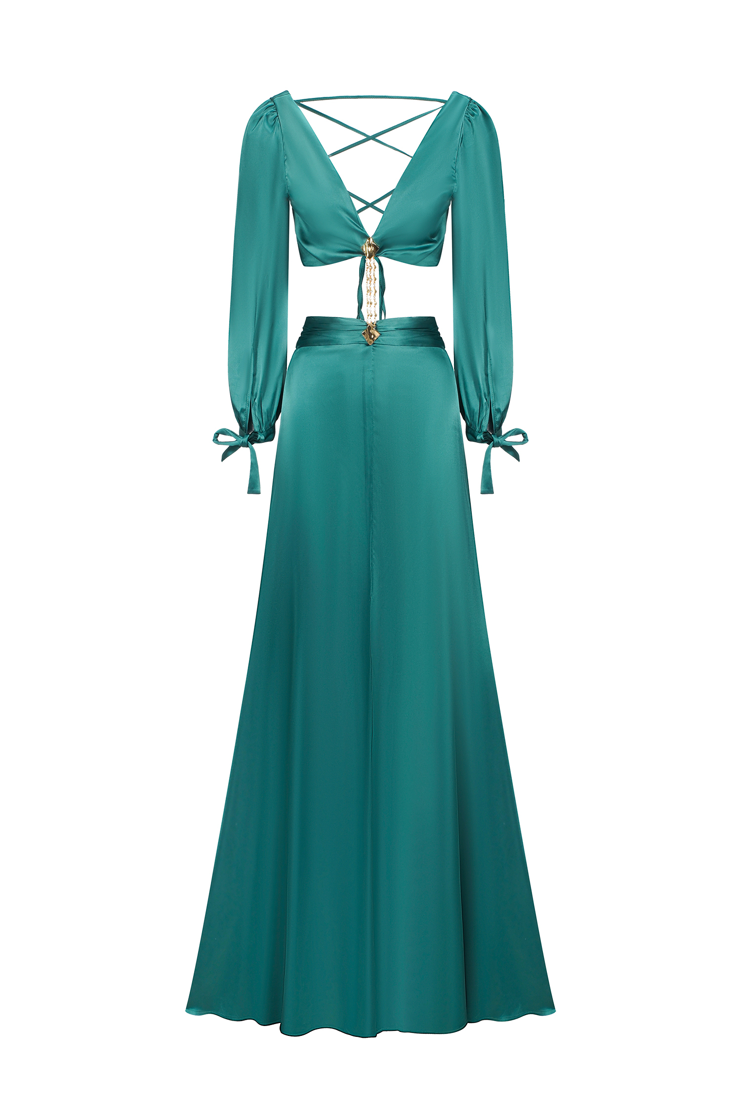 Looly Deep V Maxi Dress - Green