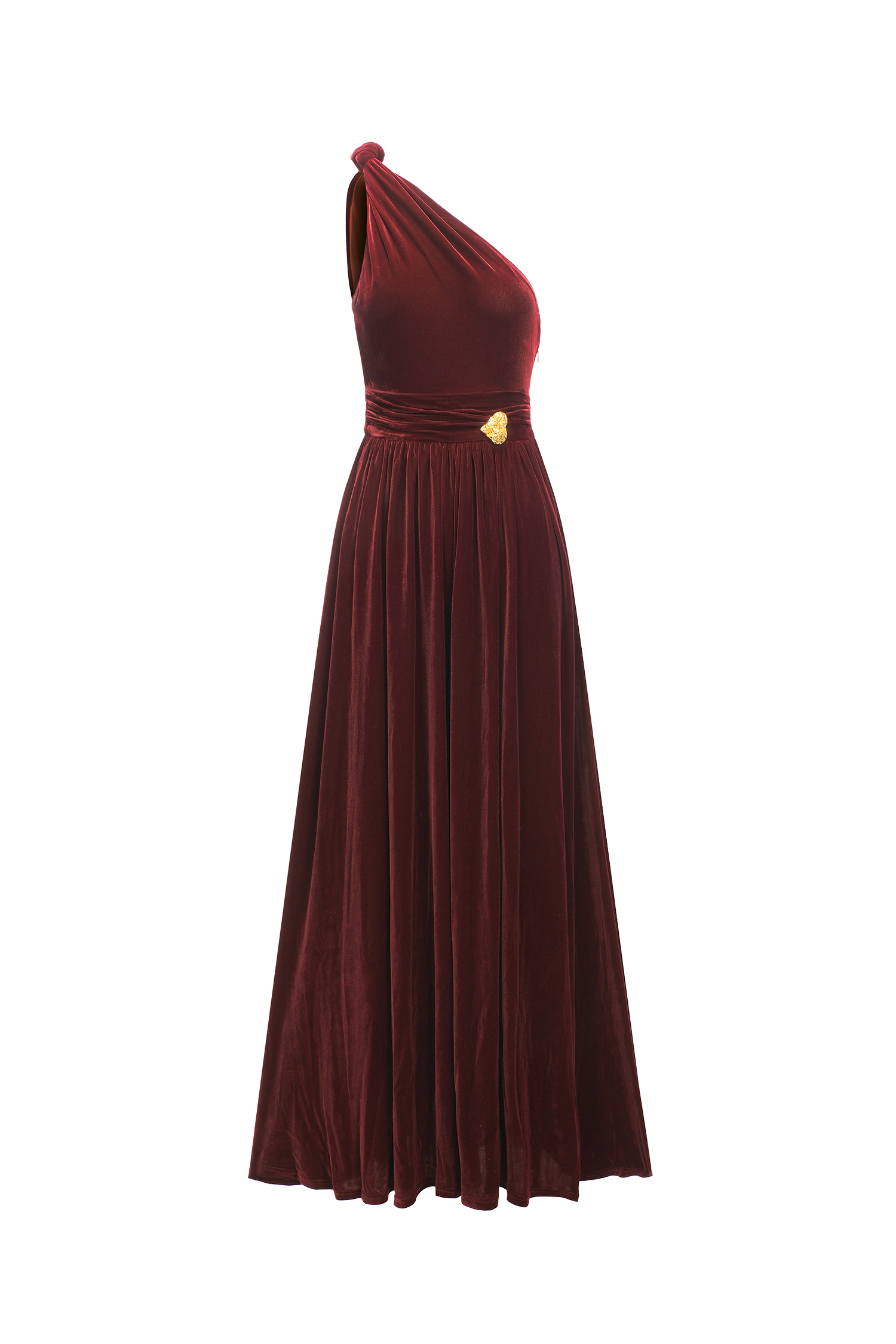 Tessy One Shoulder Maxi Dress - Brown