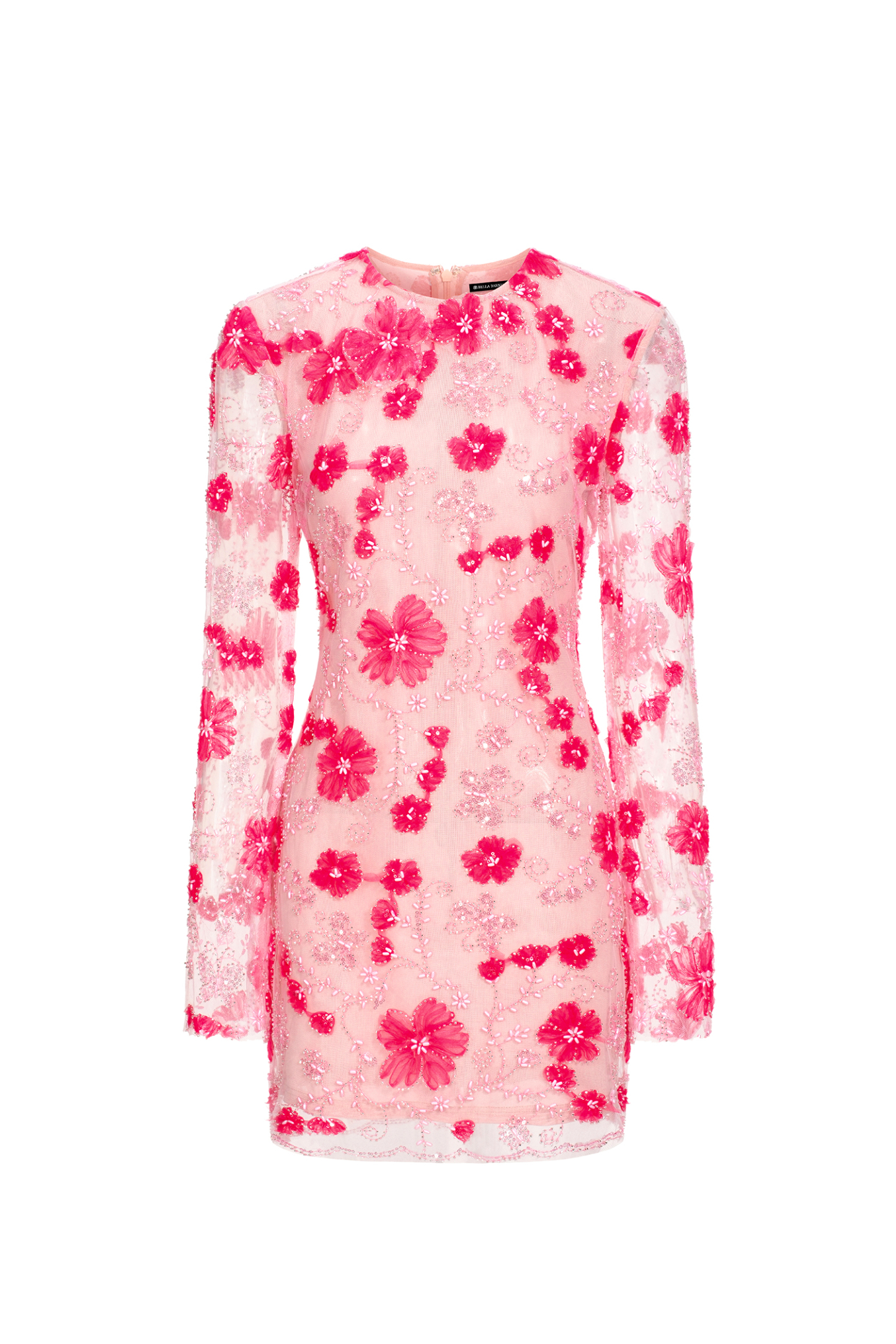 Locava Long Sleeves Netting Mini Dress