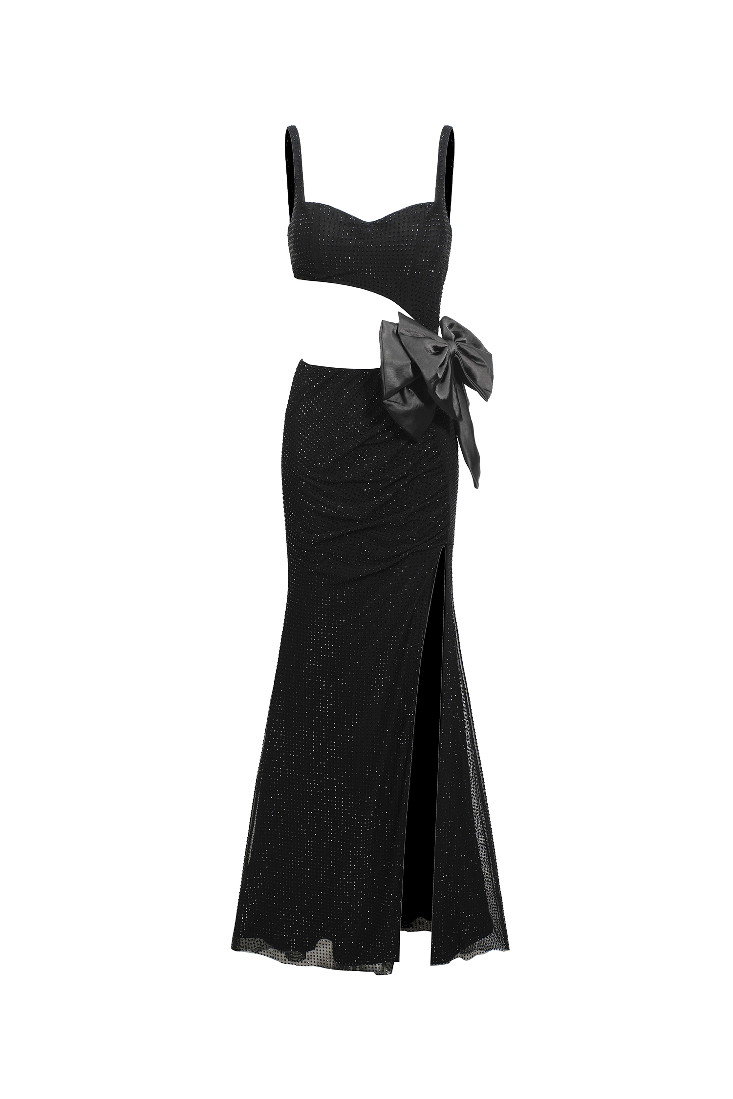 Uomo Bow High Slit Maxi Dress