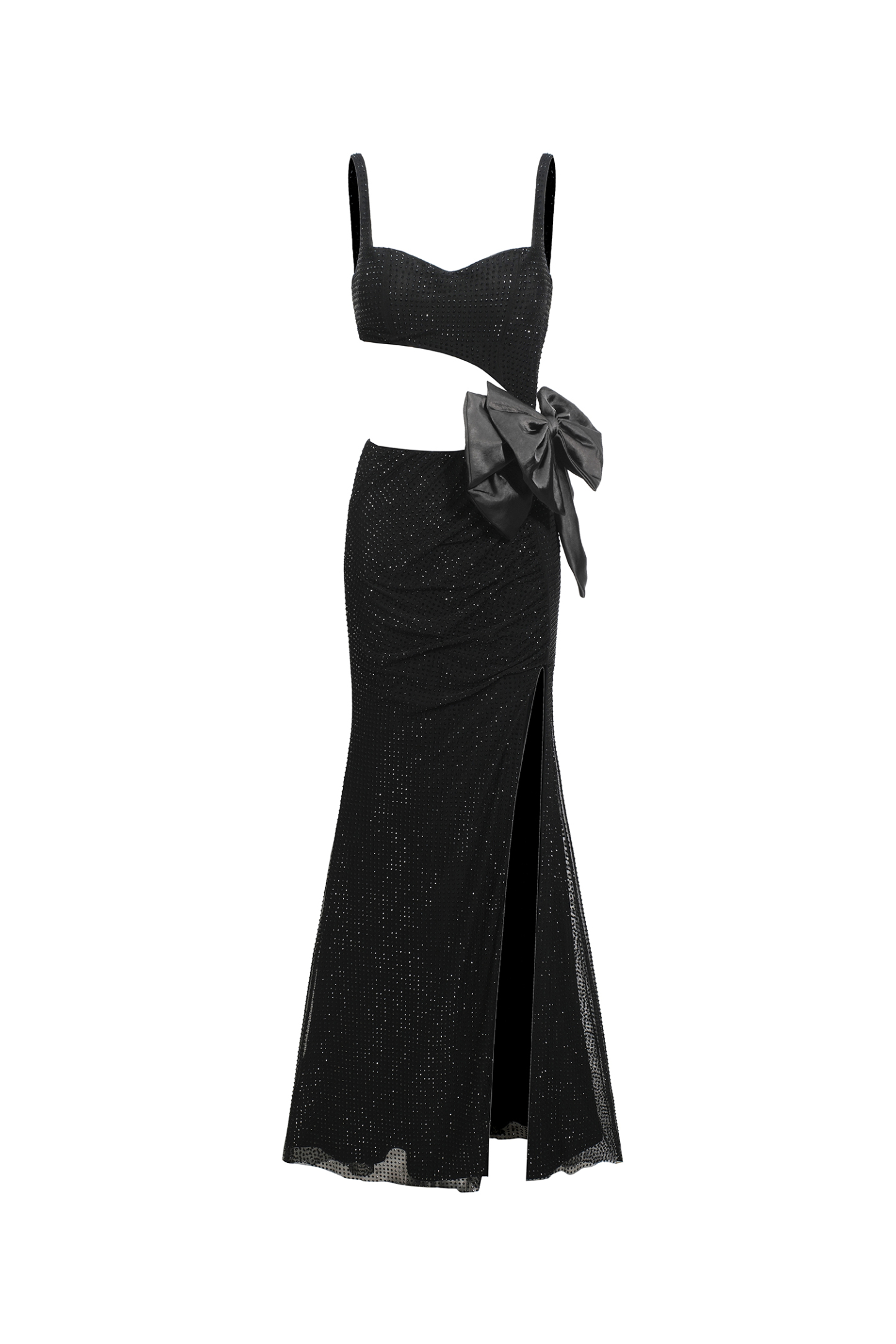 Uomo Bow High Slit Maxi Dress