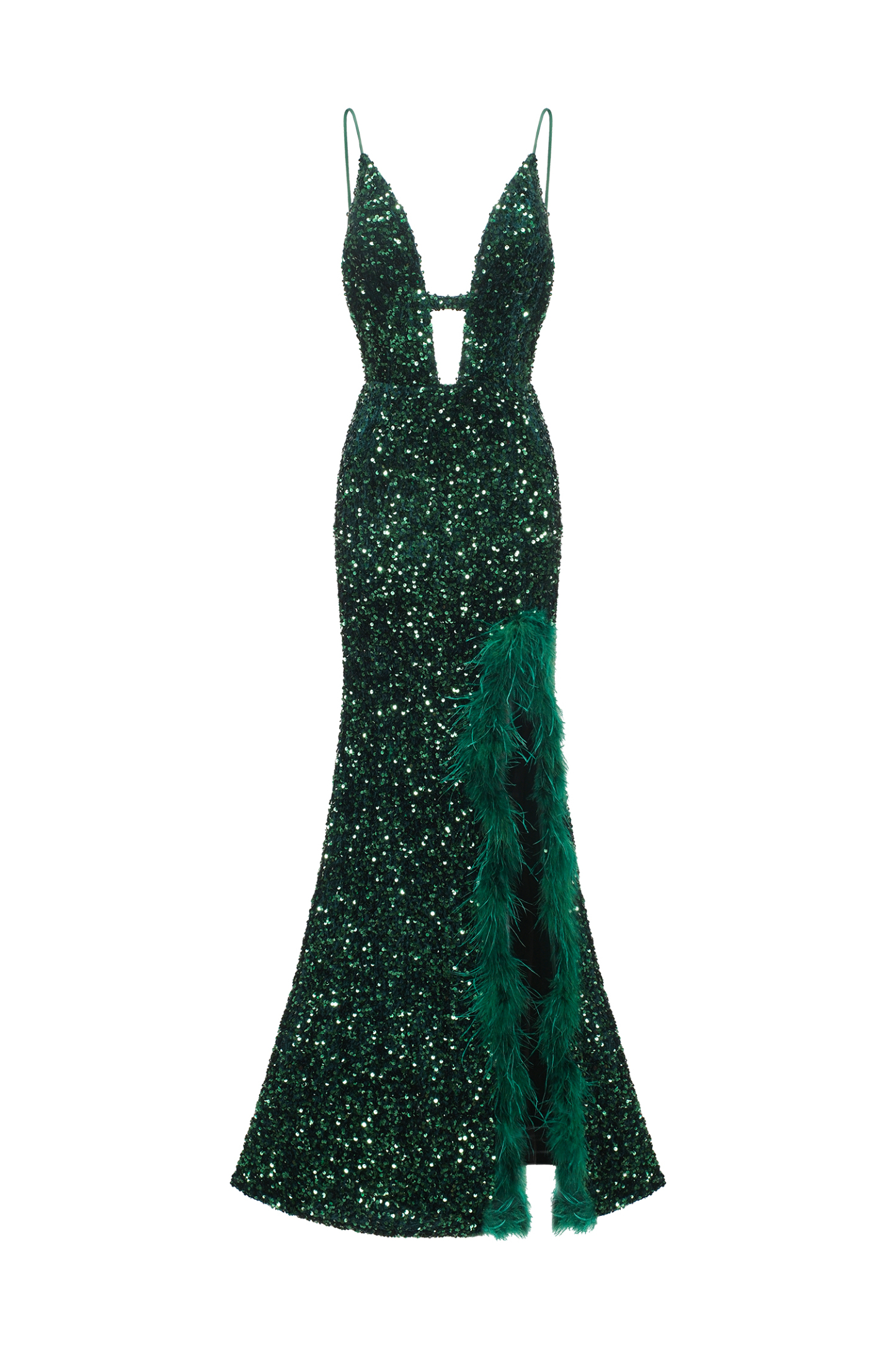 Keeli Sequins Plume Maxi Dress