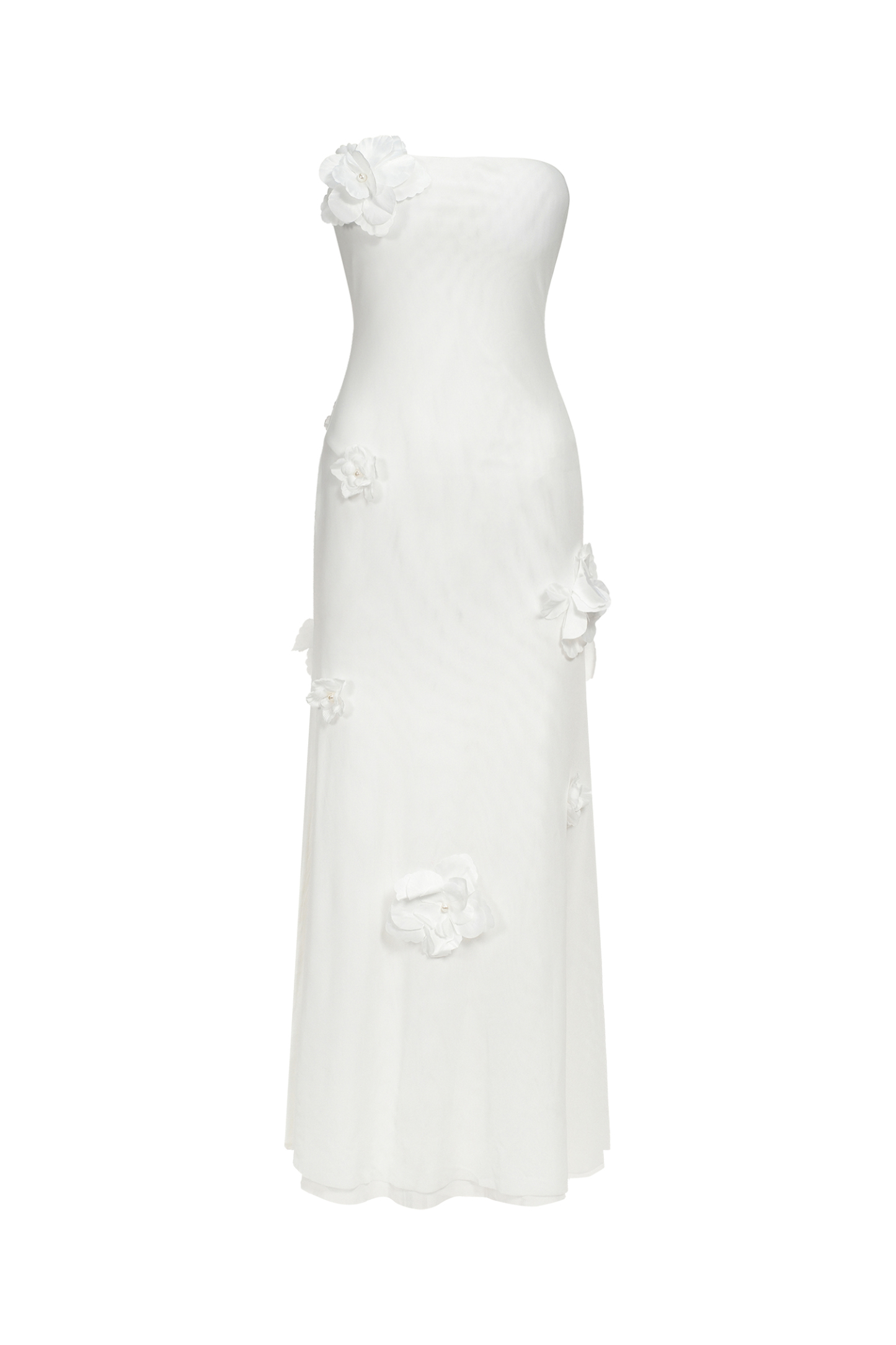 Kosala Flowers Strapless High Slit Maxi Dress