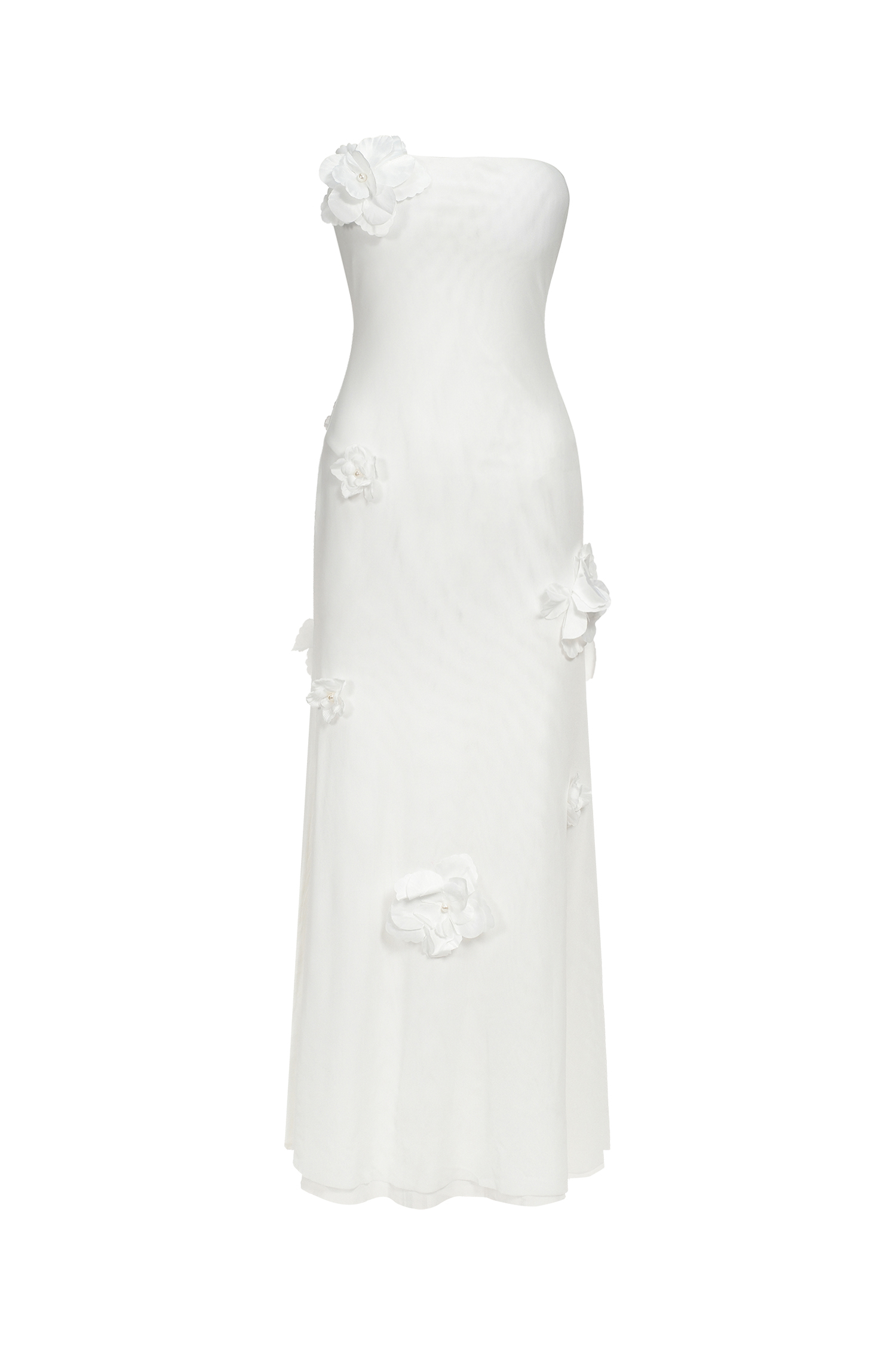 Kosala Flowers Strapless High Slit Maxi Dress