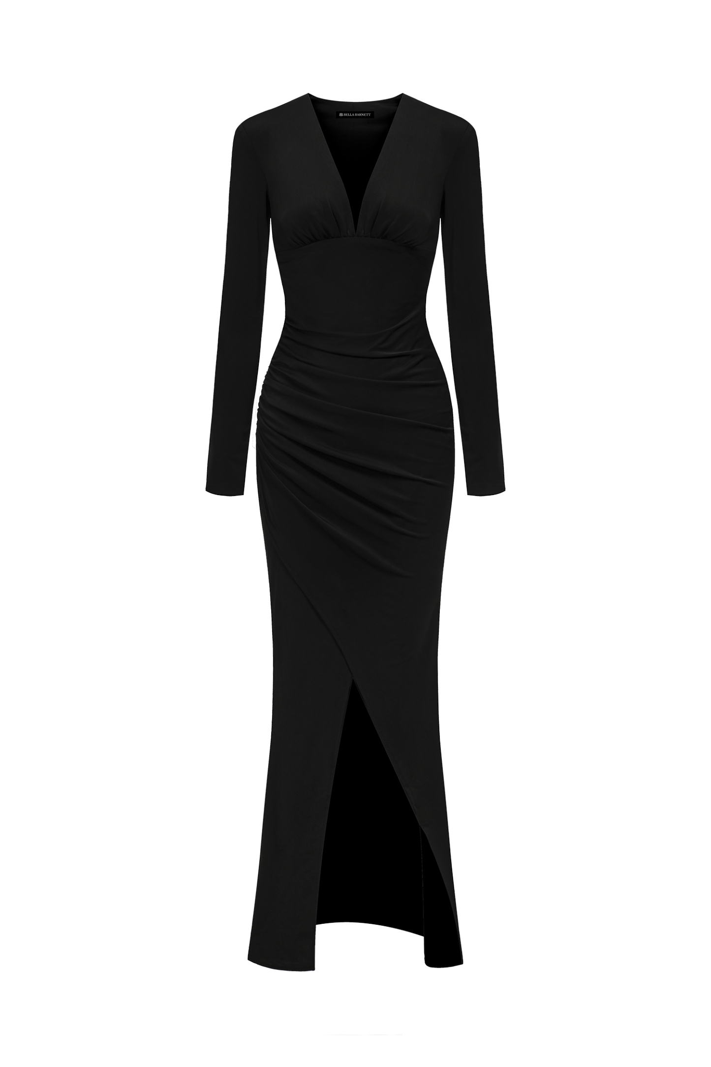 Kianala Deep-V Long Sleeves High Slit Maxi Dress