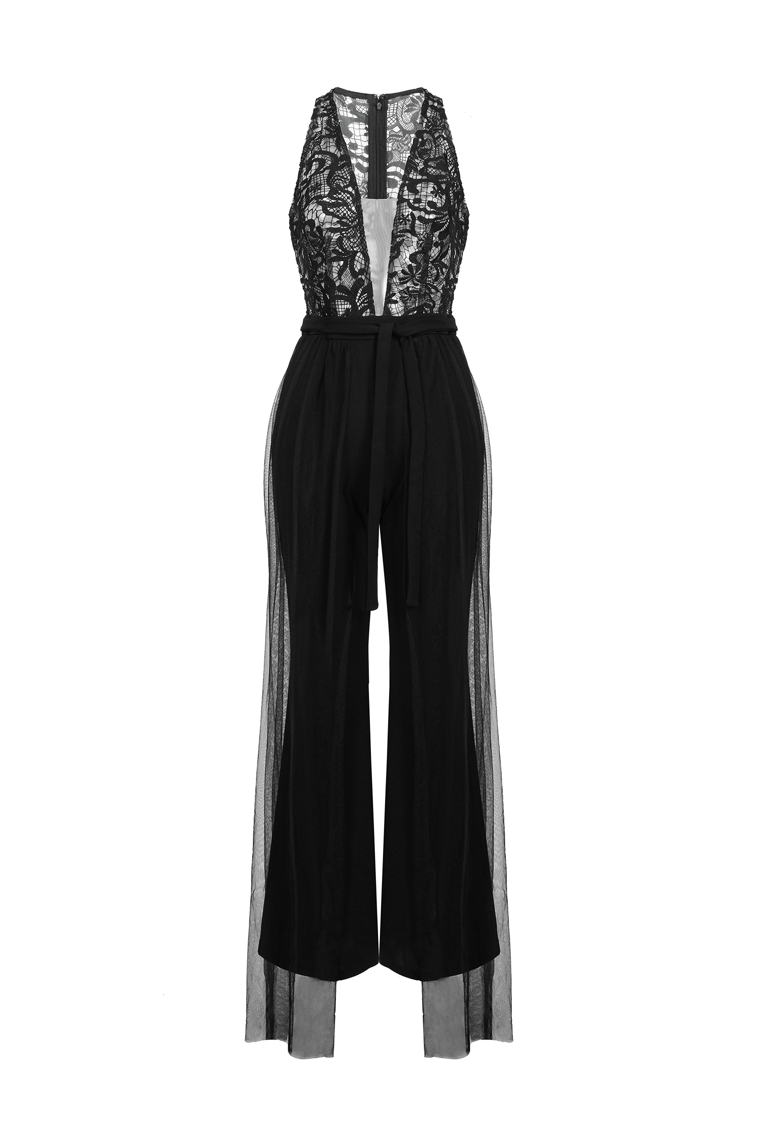 Zaina Deep-V Lace Sleeveless Jumpsuit – Bellabarnett